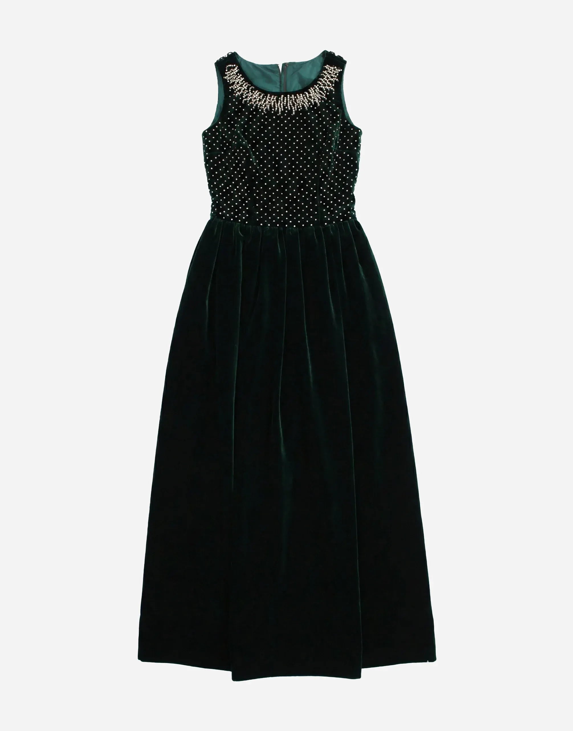 Dolce & Gabbana Emerald Green Velvet Crystal-Embellished Gown