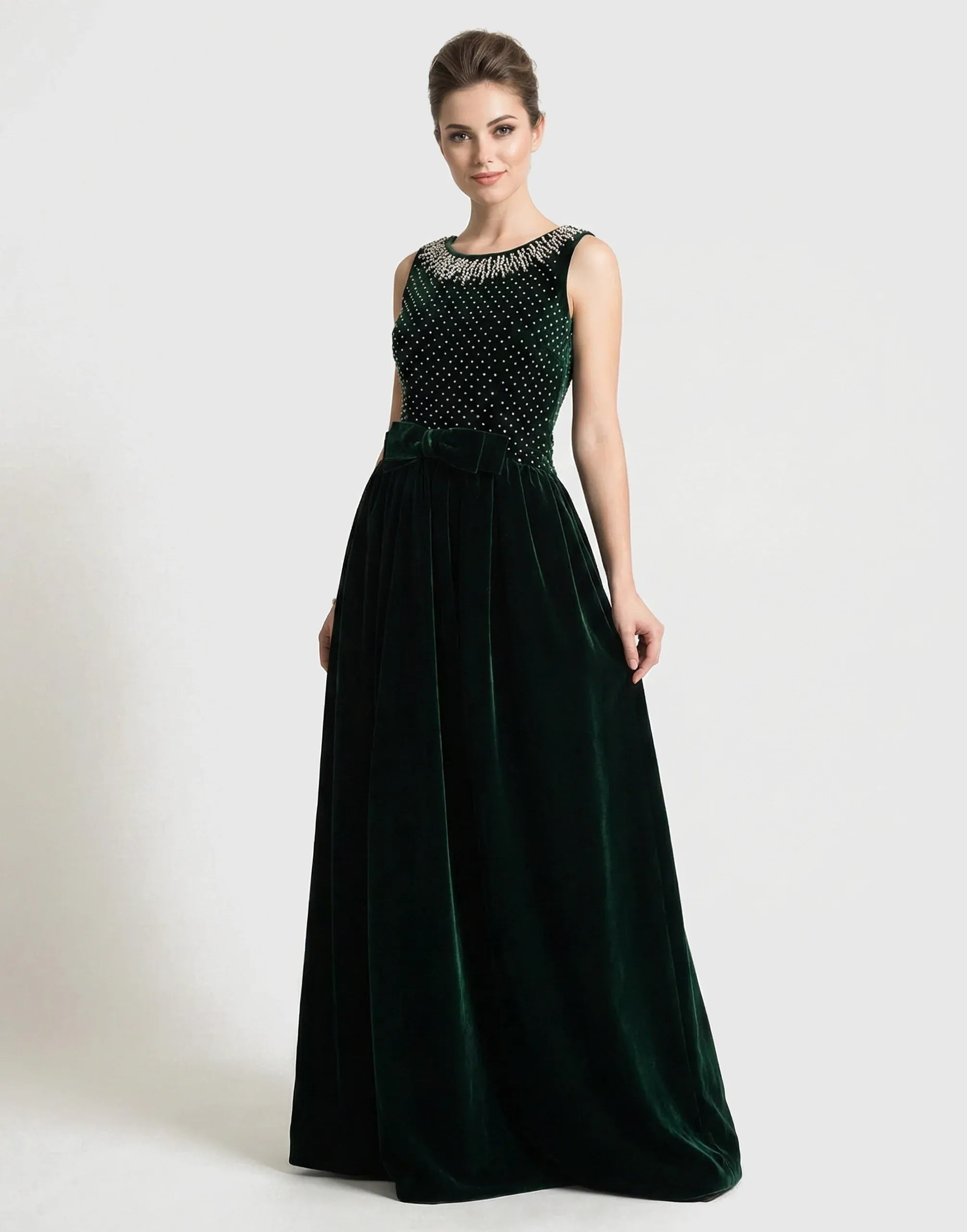 Dolce & Gabbana Emerald Green Velvet Crystal-Embellished Gown | Sendegaro UK