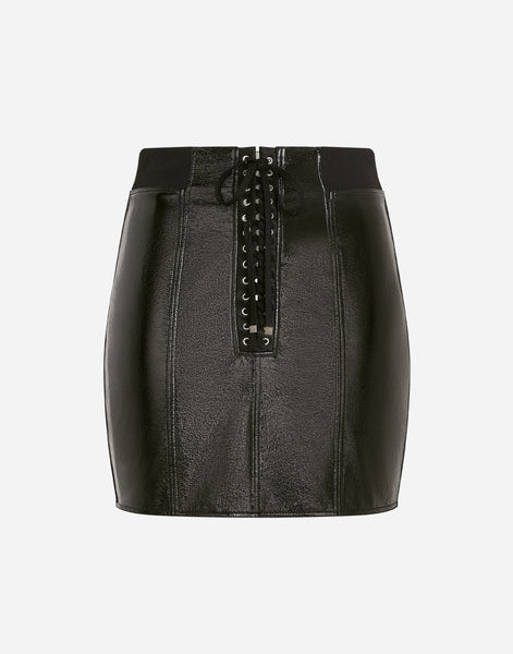 Dolce & Gabbana アイレットディテール コーティングミニスカート