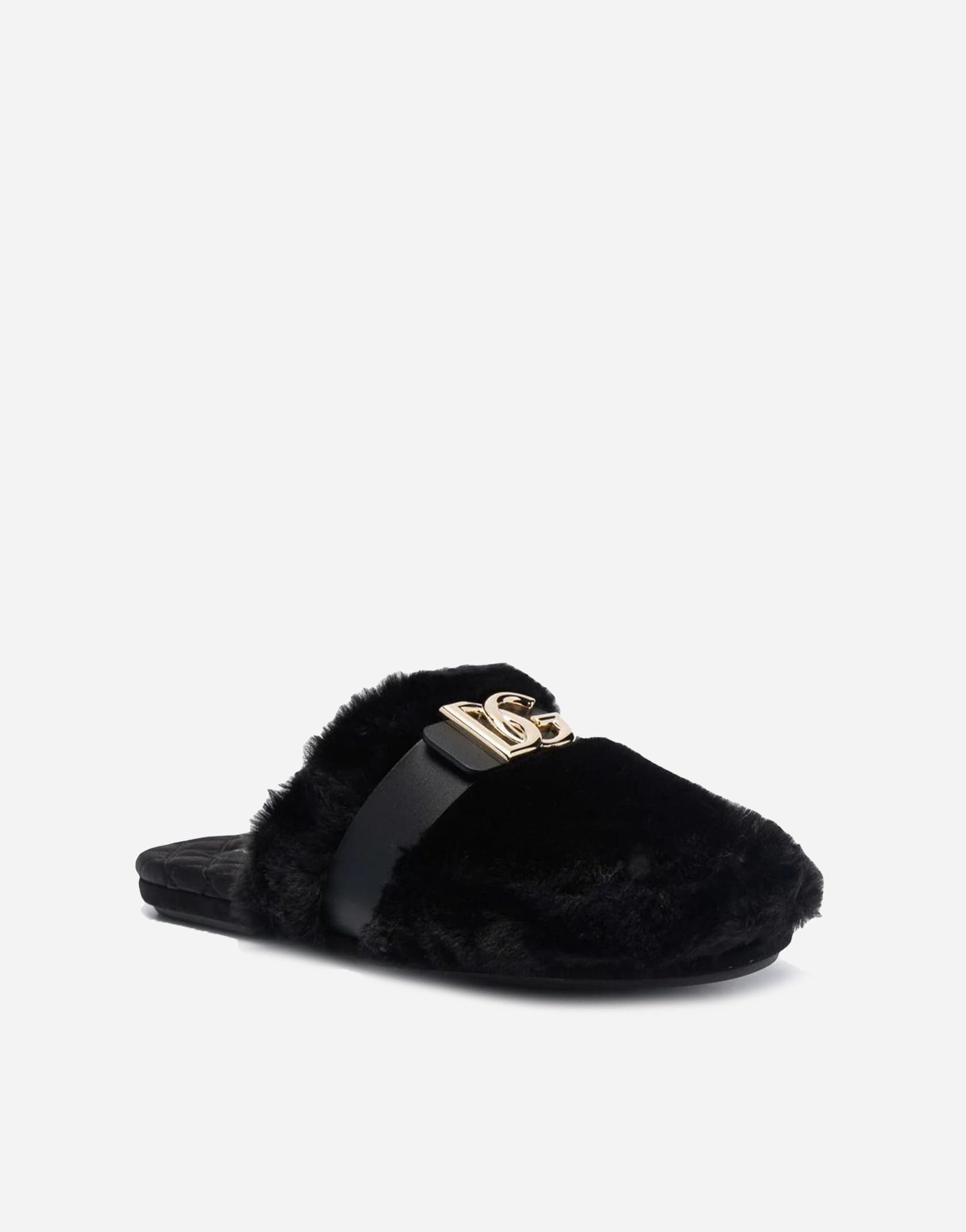 Dolce & Gabbana Faux Fur Slippers With DG Logo