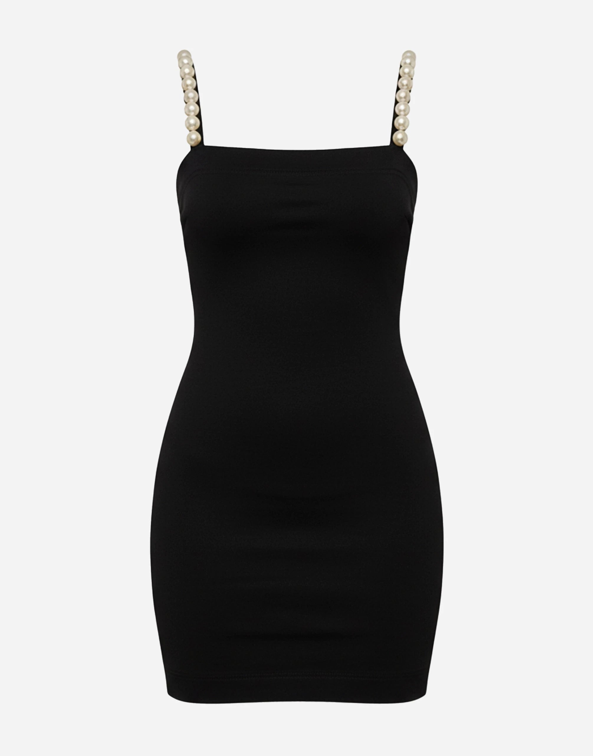 Dolce & Gabbana Black Faux Pearl Cotton Sheath Mini Dress