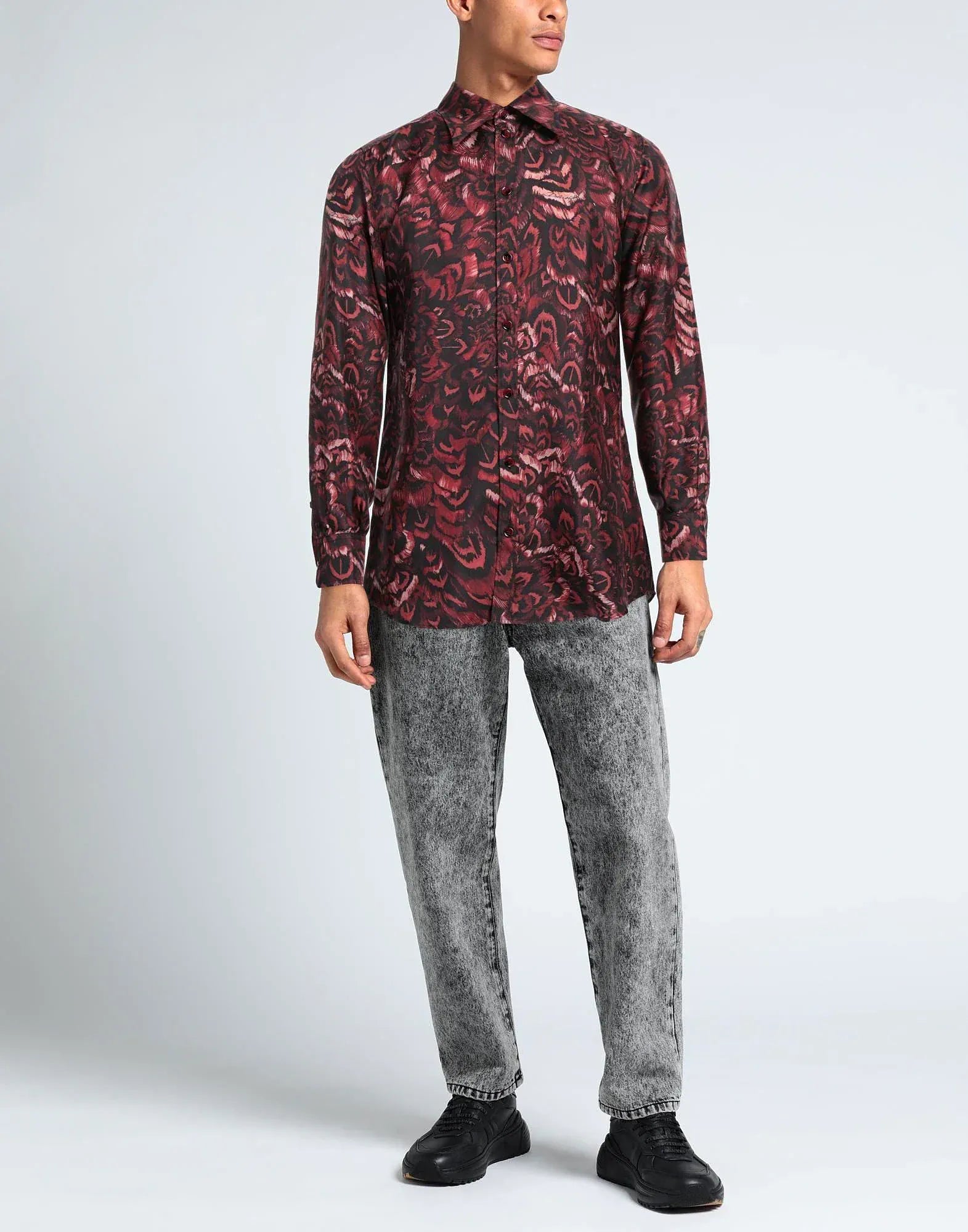Dolce & Gabbana Feather Print Silk Shirt