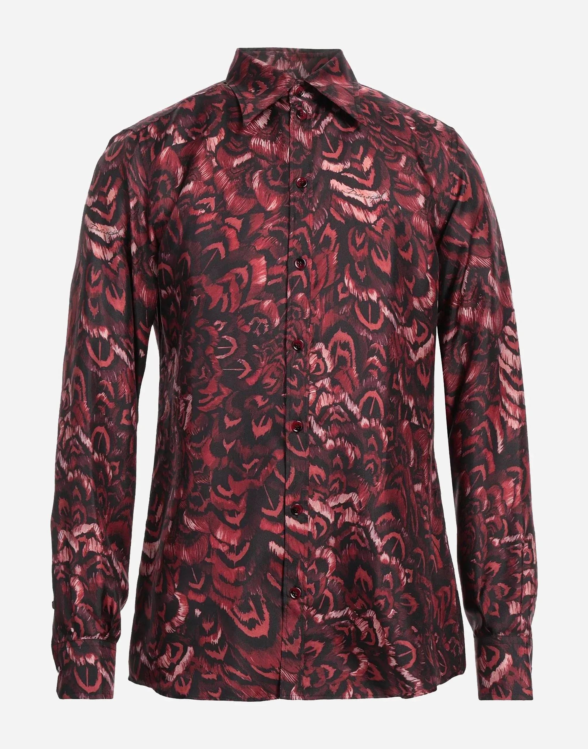 Dolce & Gabbana Feather Print Silk Shirt