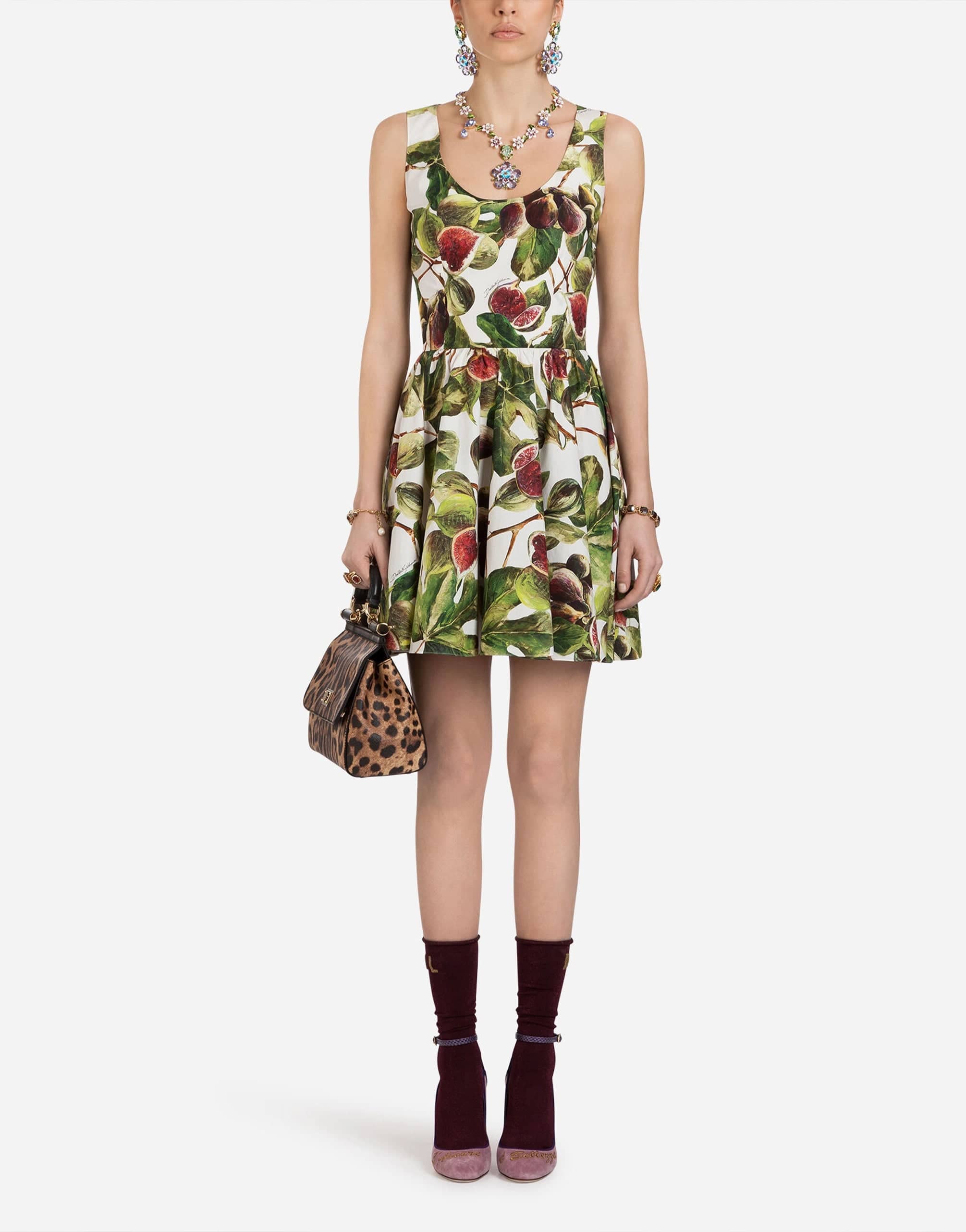 Dolce & Gabbana Fig Printed Cotton Poplin Dress