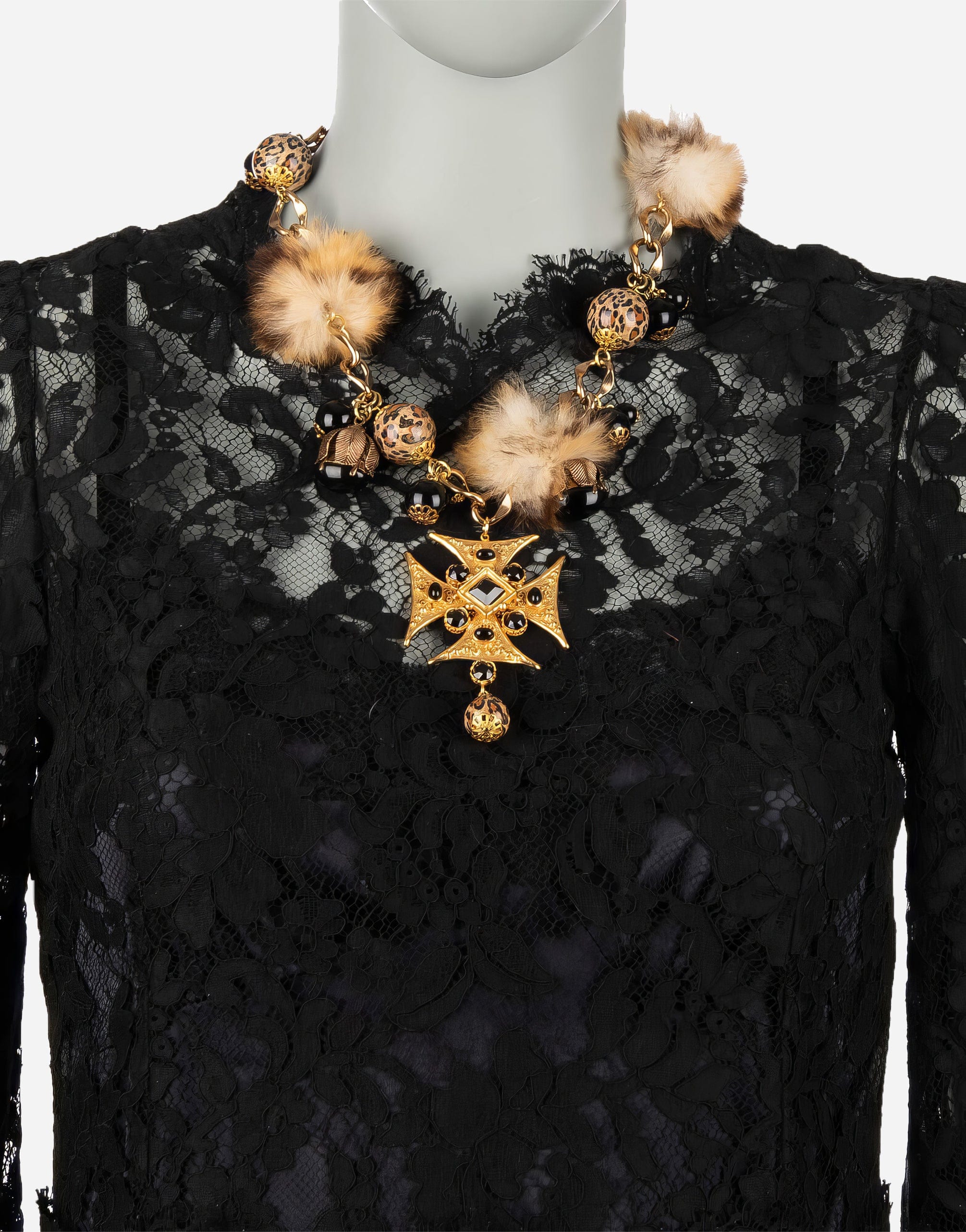 Dolce & Gabbana Filigree Crystal Cross Necklace