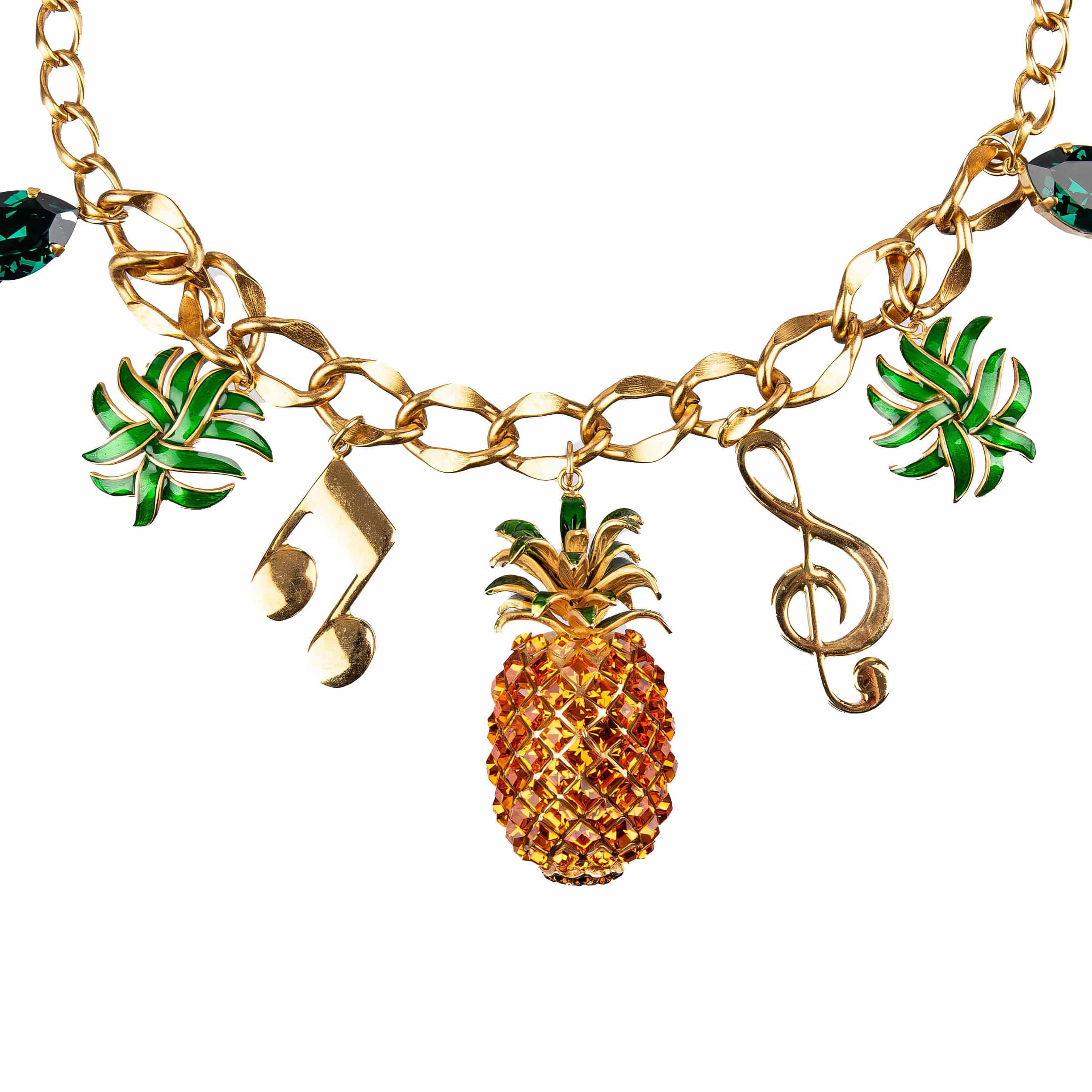 Dolce & Gabbana Filigree Crystal Pineapple Necklace