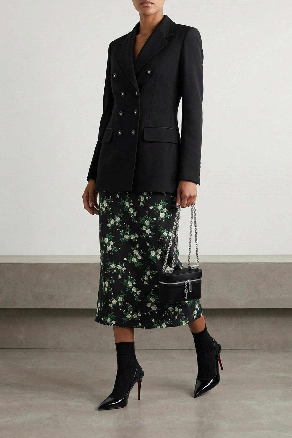 Dolce & Gabbana Falda midi de seda Fiorellini - alternate view