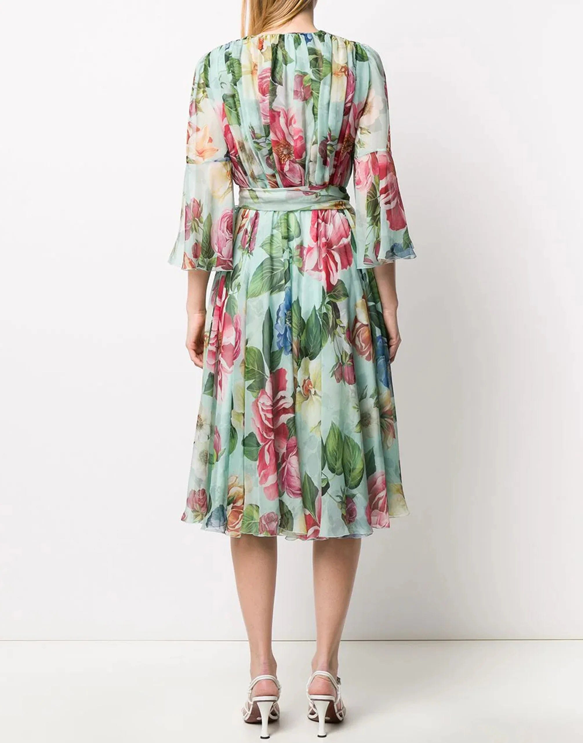 Dolce & Gabbana Flared Floral Print Midi Dress