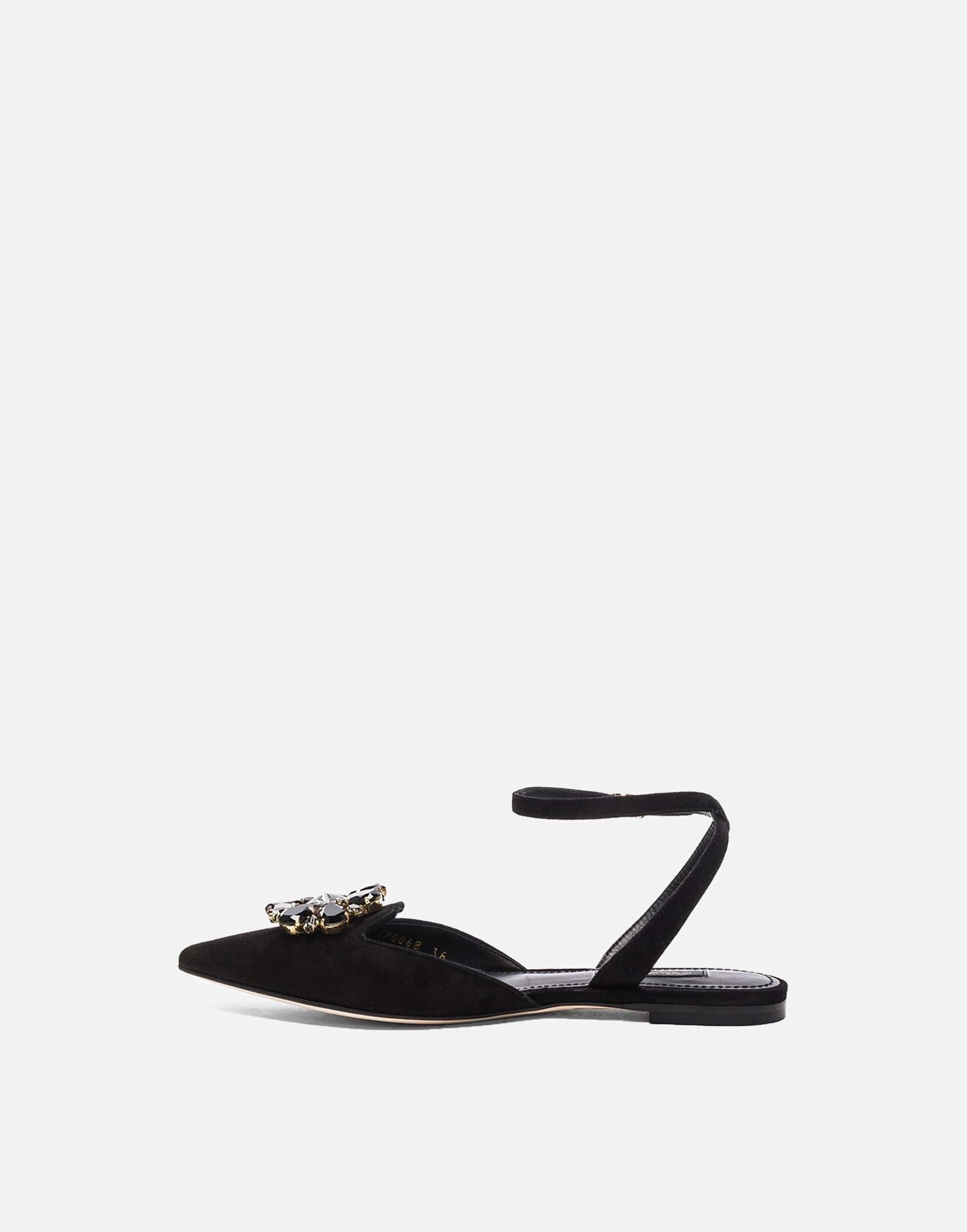 Dolce & Gabbana Flats With Ankle-Strap And Crystal Embellishments
