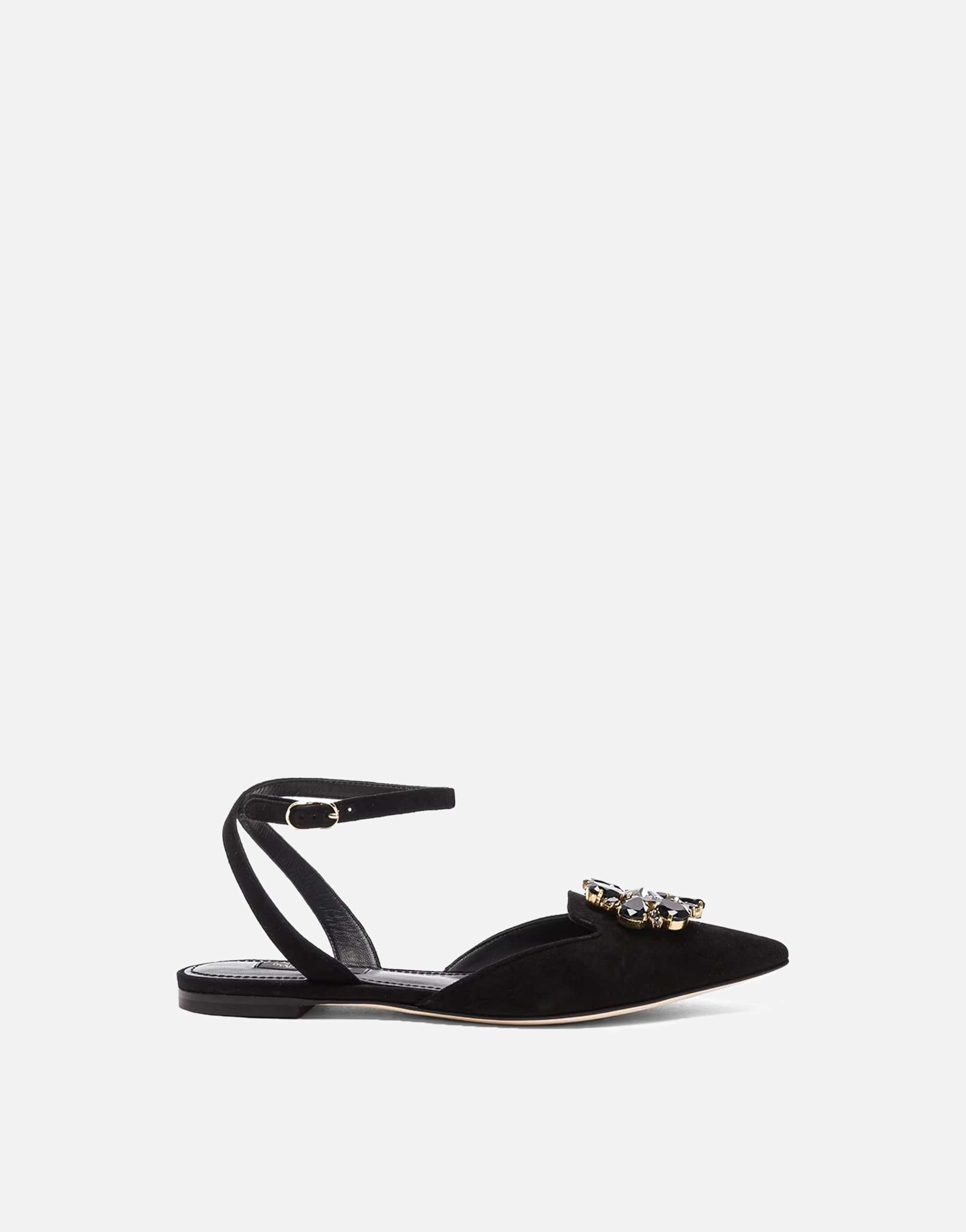 Dolce & Gabbana Flats With Ankle-Strap And Crystal Embellishments