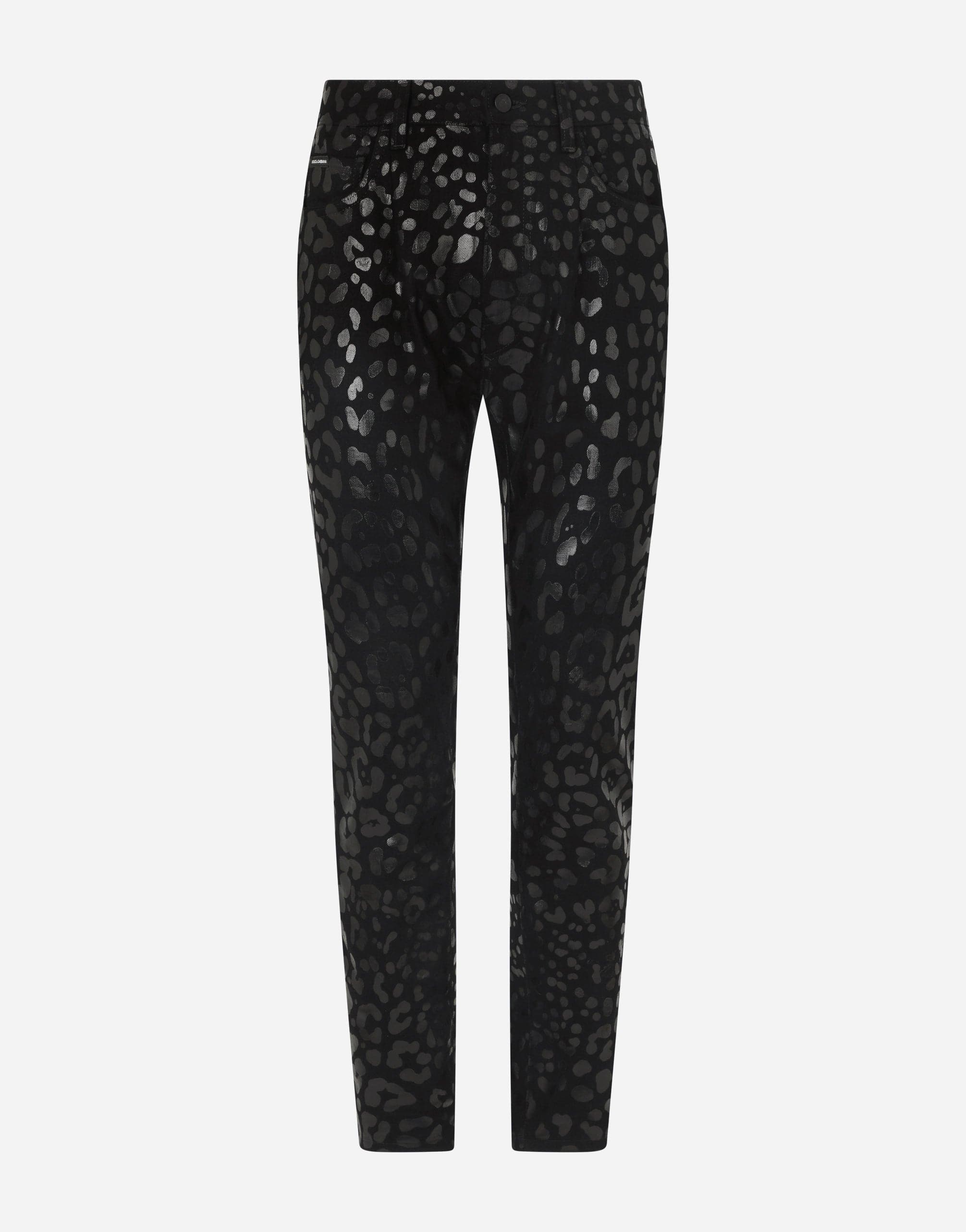 Dolce & Gabbana Flocked Leopard-Print Slim-Fit Jeans