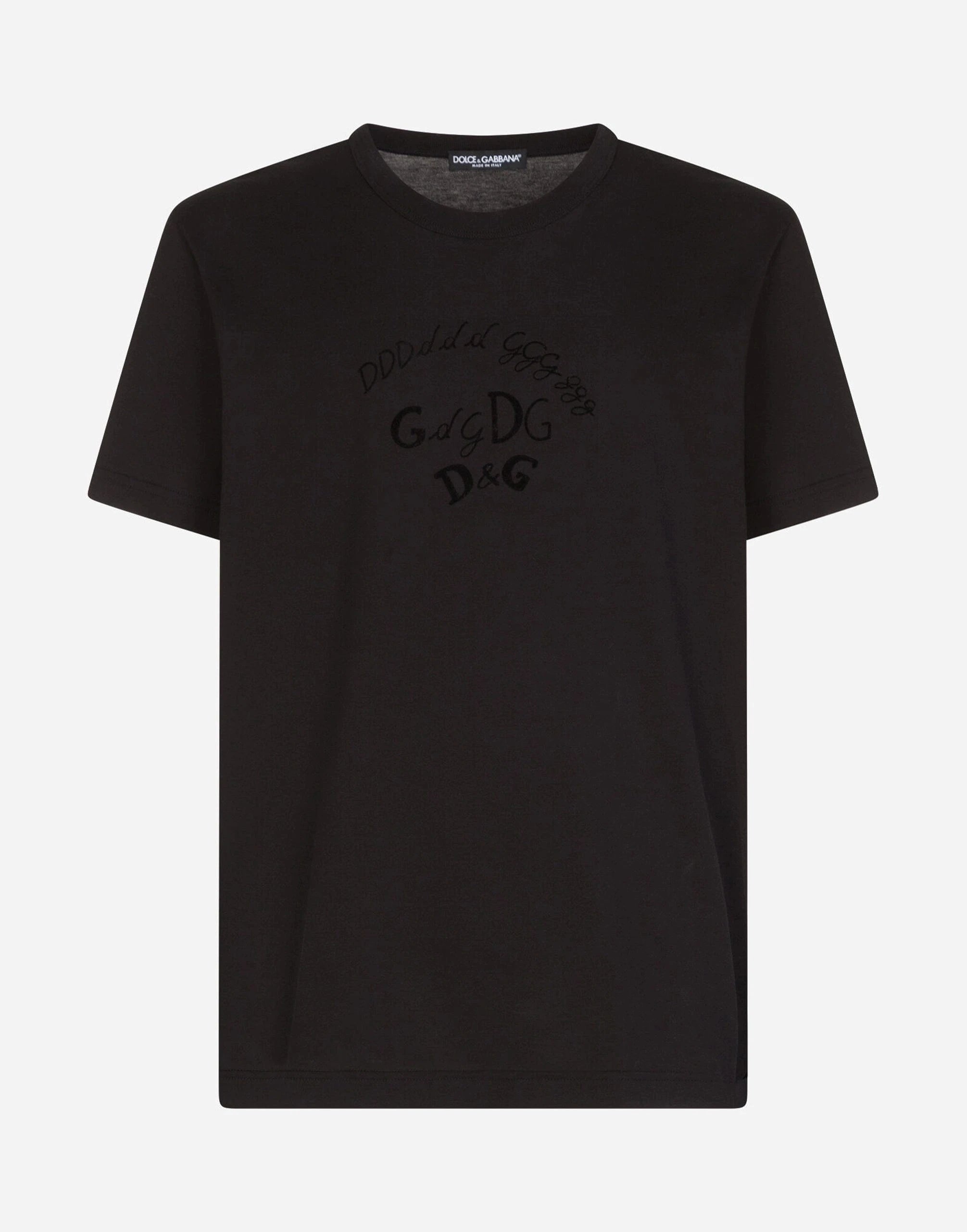 Dolce & Gabbana Flocked Logo Cotton T-Shirt