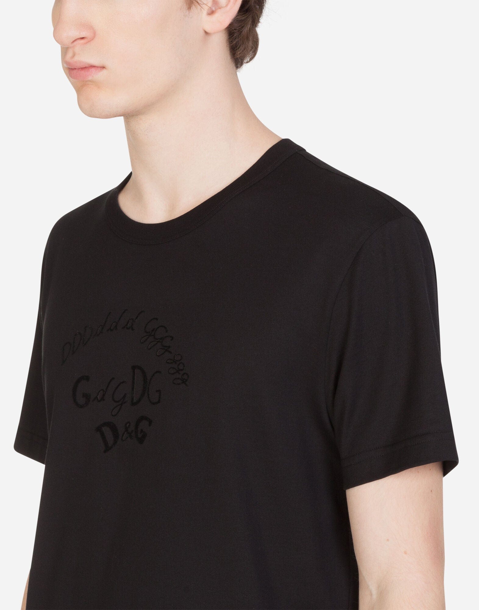 Dolce & Gabbana Flocked Logo Cotton T-Shirt