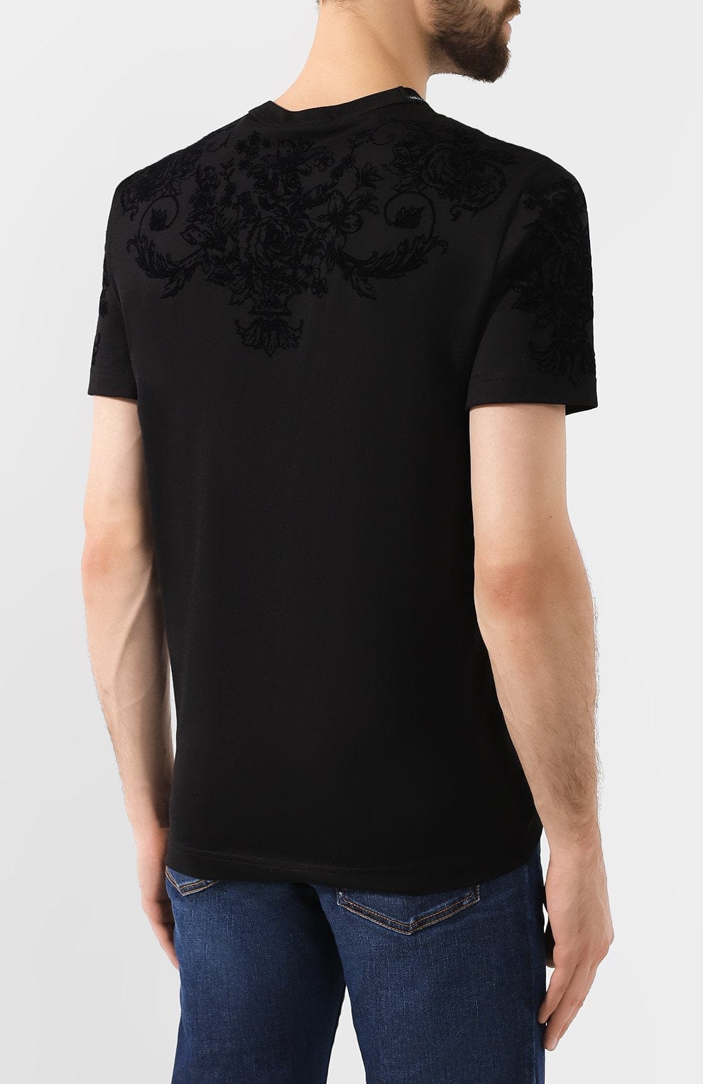 Dolce & Gabbana Flocked Print Cotton T-Shirt