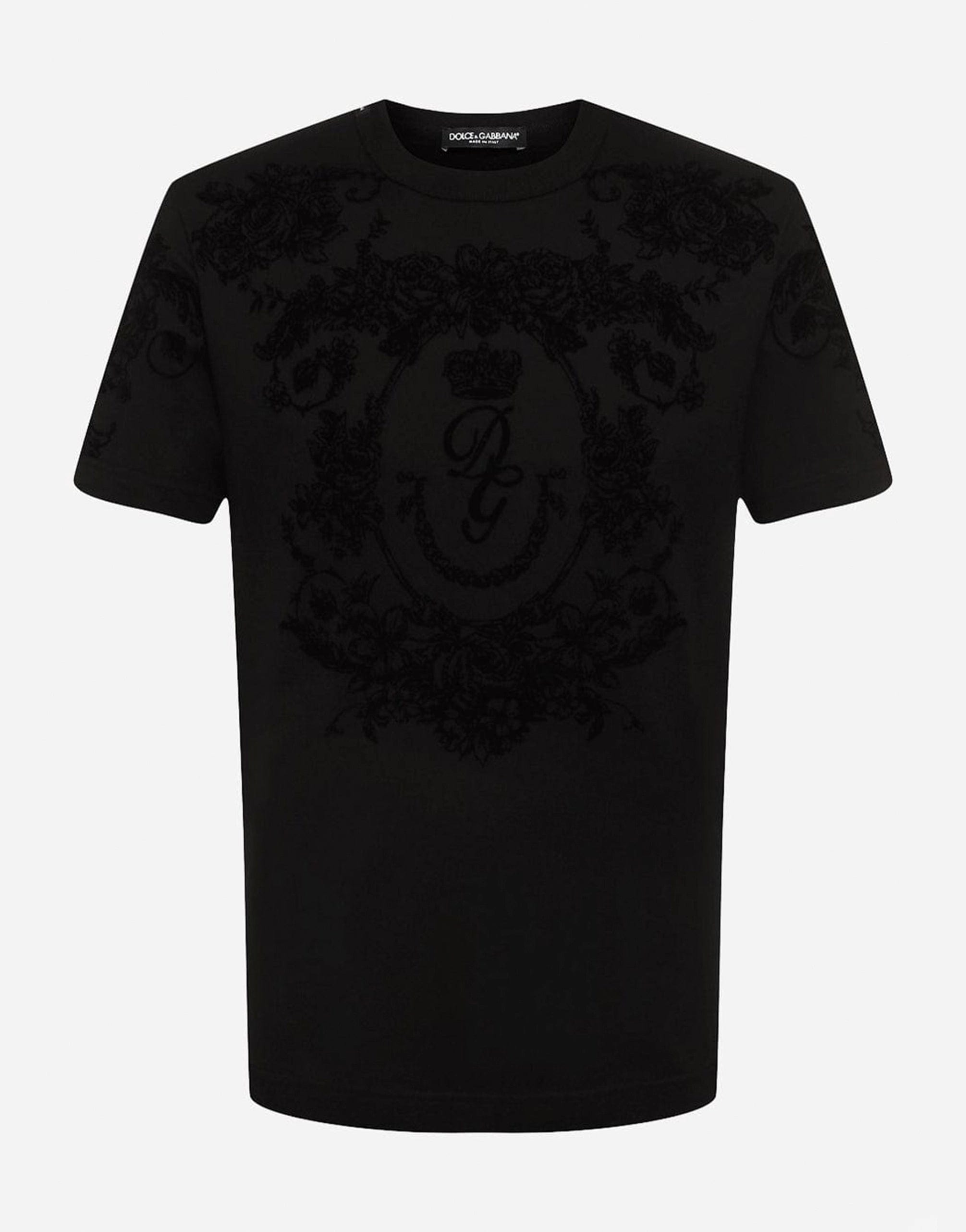 Dolce & Gabbana Flocked Print Cotton T-Shirt