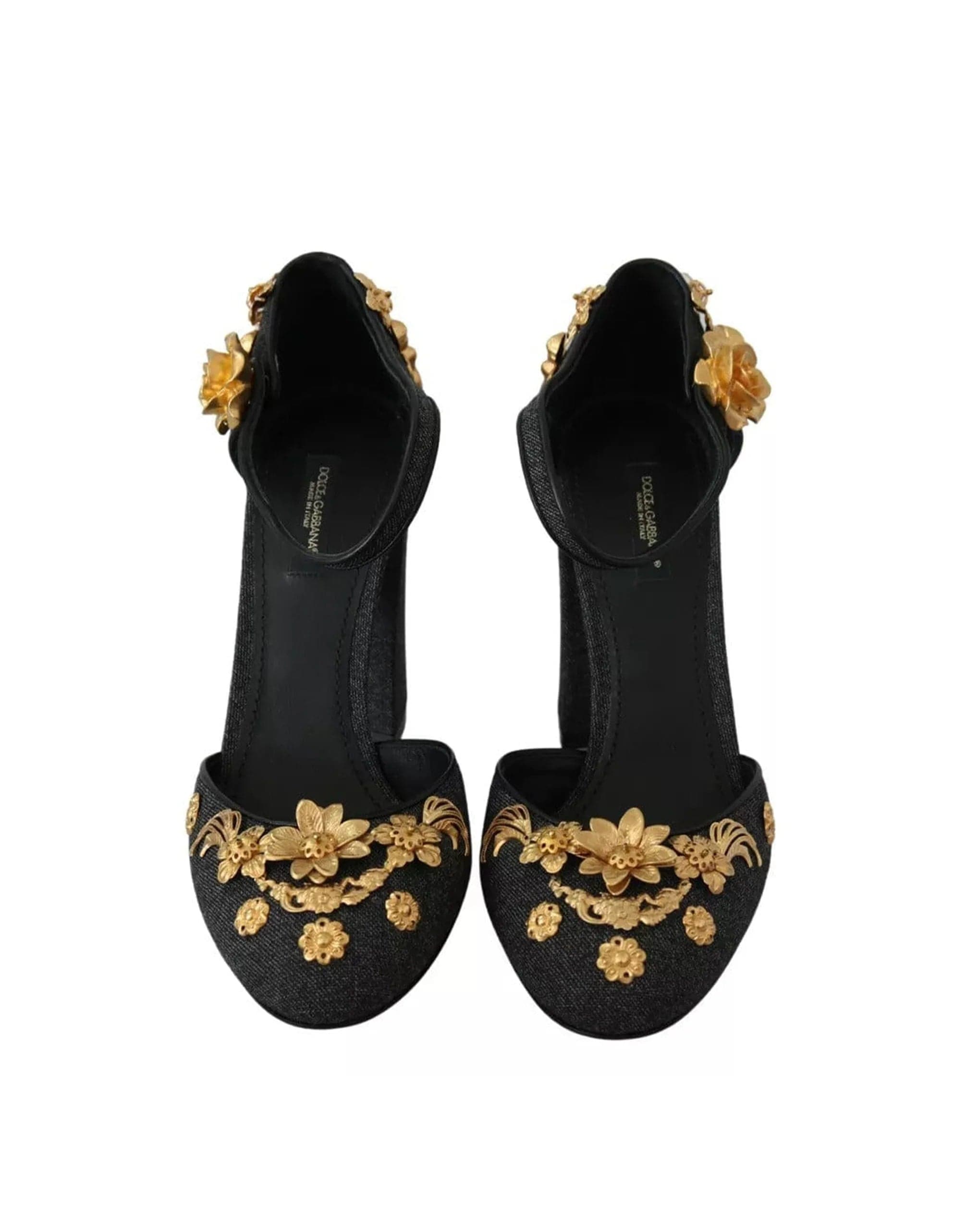 Dolce & Gabbana Floral Angel Applique Ankle Strap Sandals