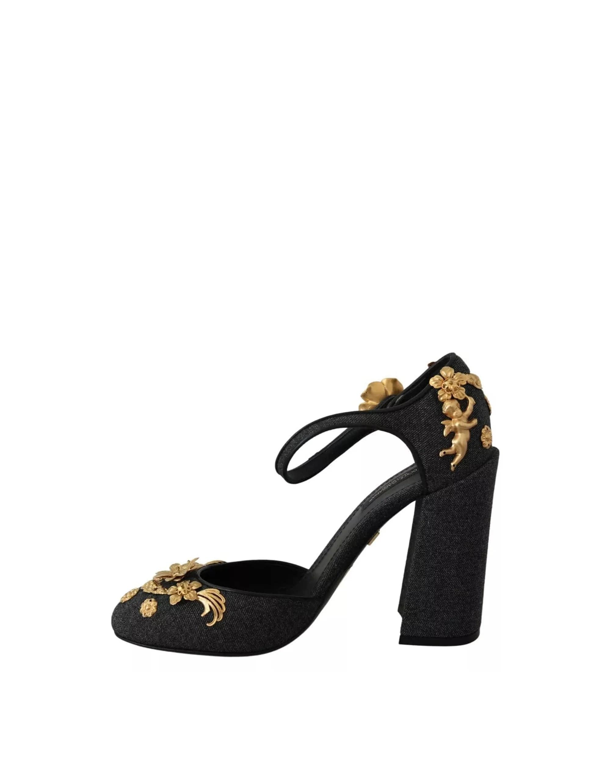 Dolce & Gabbana Floral Angel Applique Ankle Strap Sandals