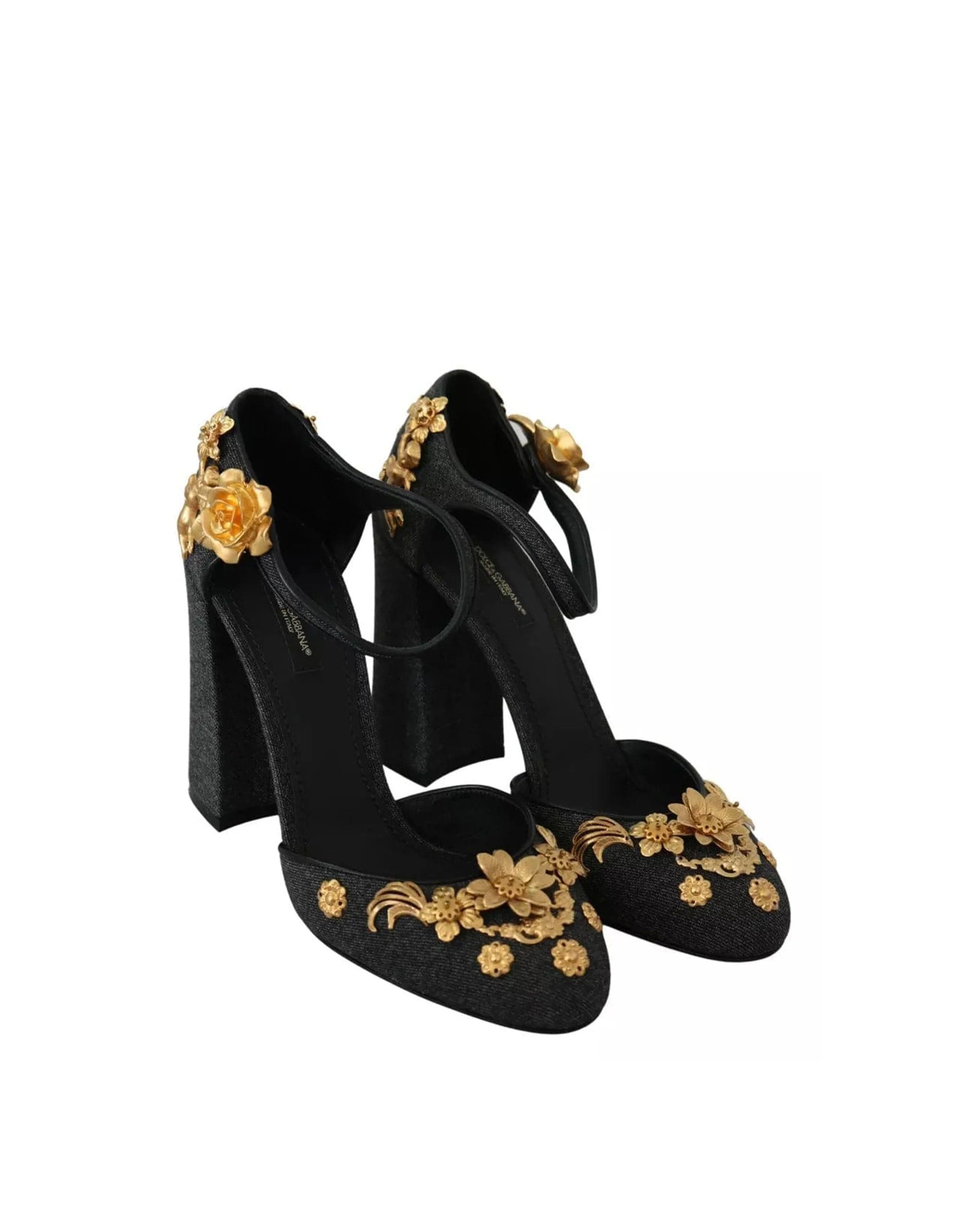 Dolce & Gabbana Floral Angel Applique Ankle Strap Sandals