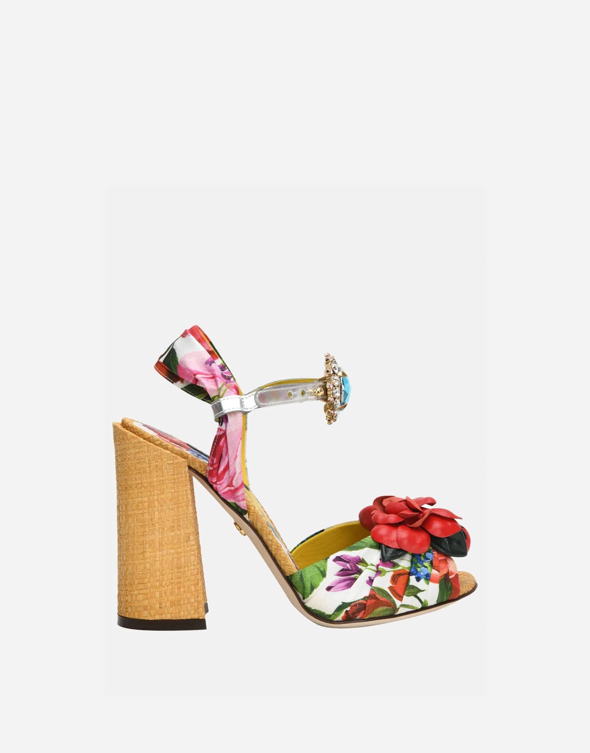 Dolce & Gabbana Floral Applique Crystal Embellished Sandals