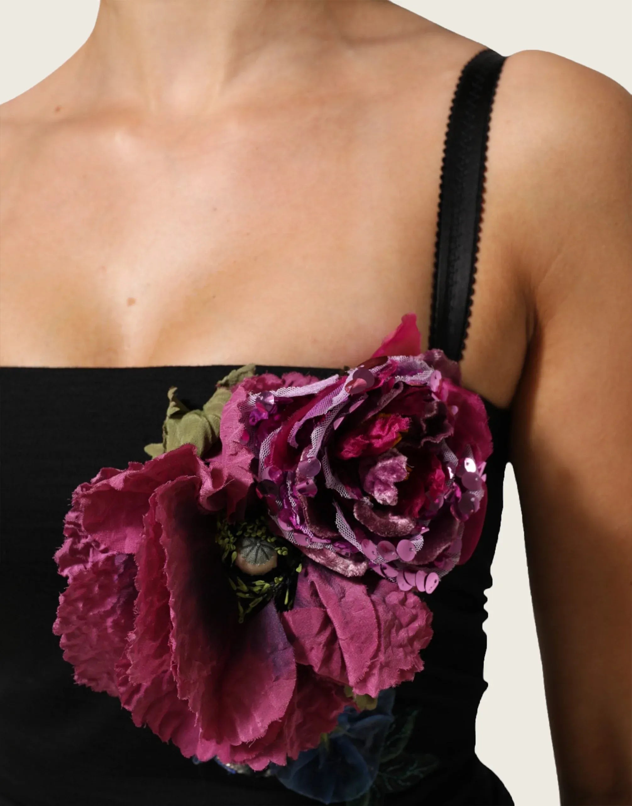 Dolce & Gabbana Floral Appliqué Jersey Maxi Dress