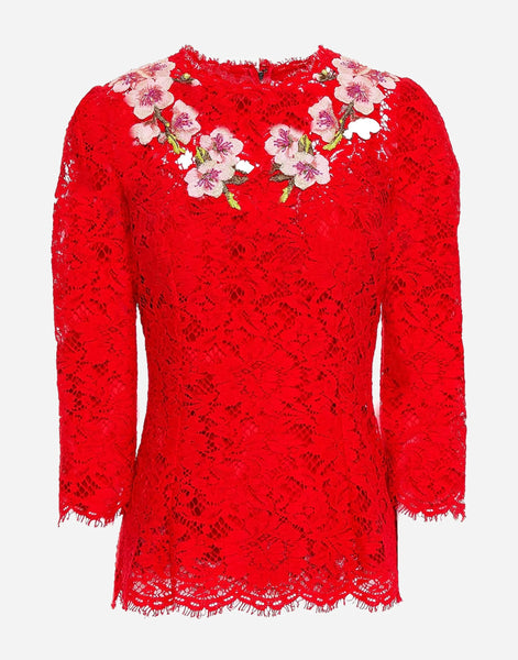 Dolce & Gabbana 花柄アップリケレーストップス | Sendegaro JP