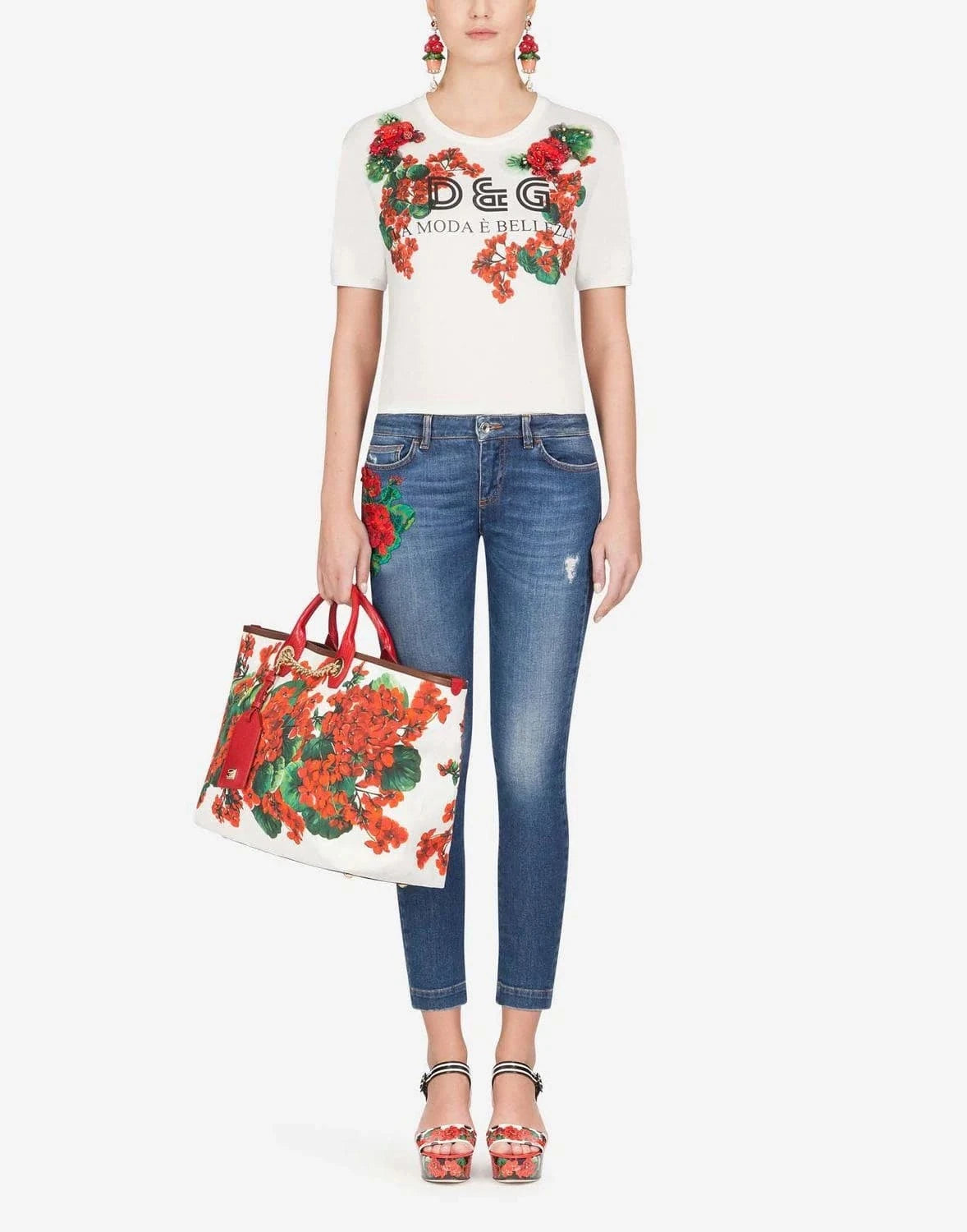 Dolce & Gabbana Floral Appliqué Skinny Jeans