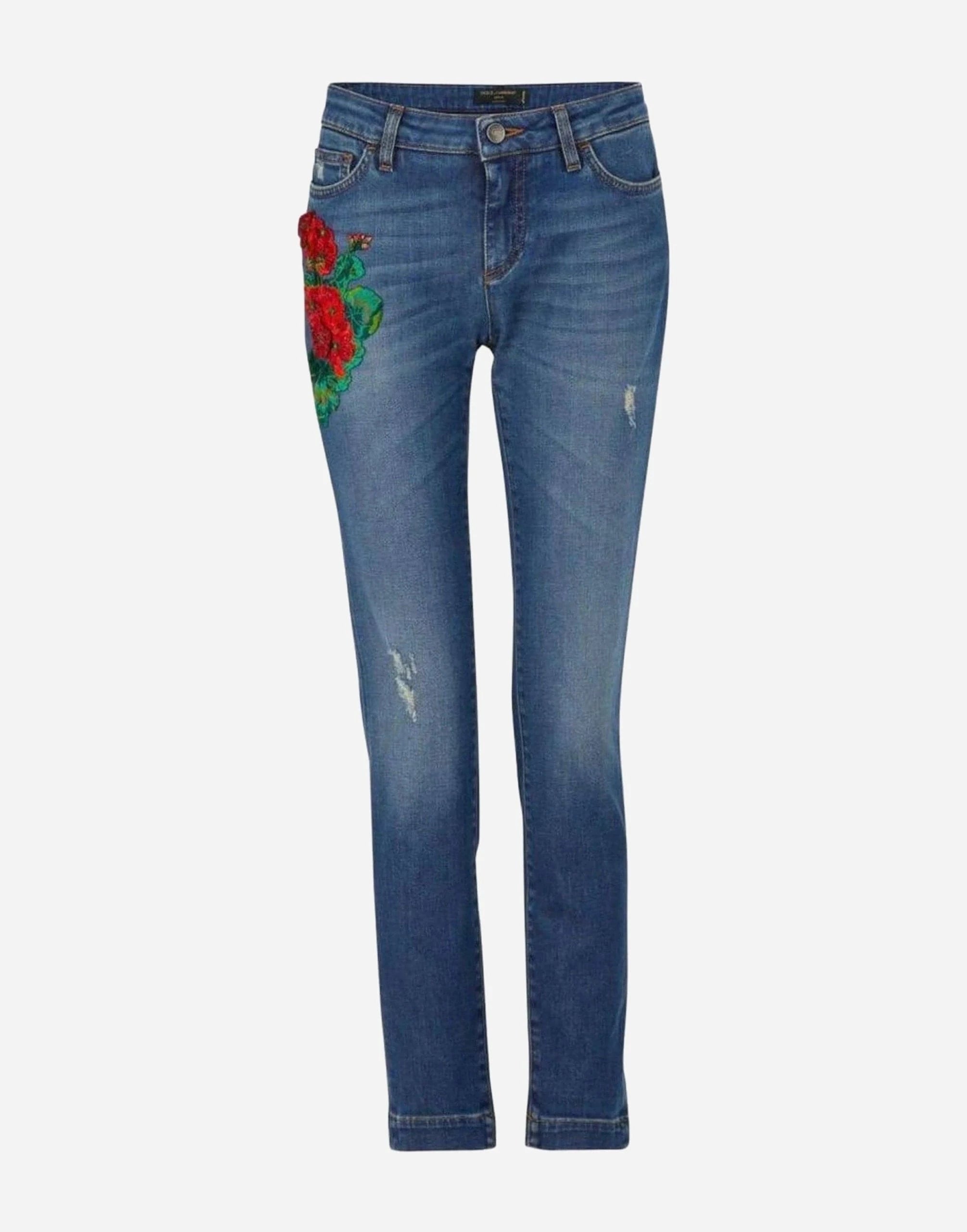 Dolce & Gabbana Floral Appliqué Skinny Jeans