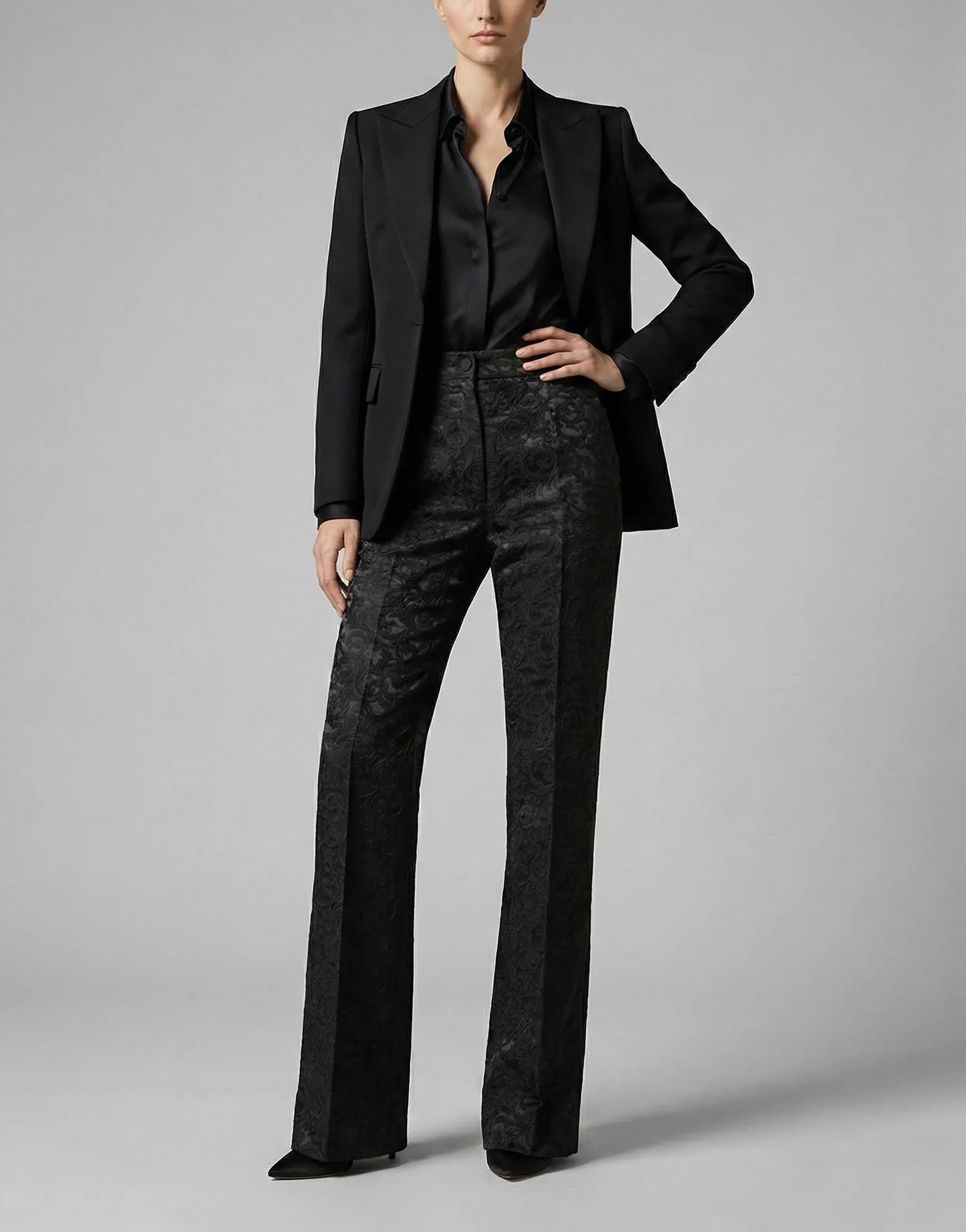 Dolce & Gabbana Floral Brocade High-Waisted Tailored Trousers