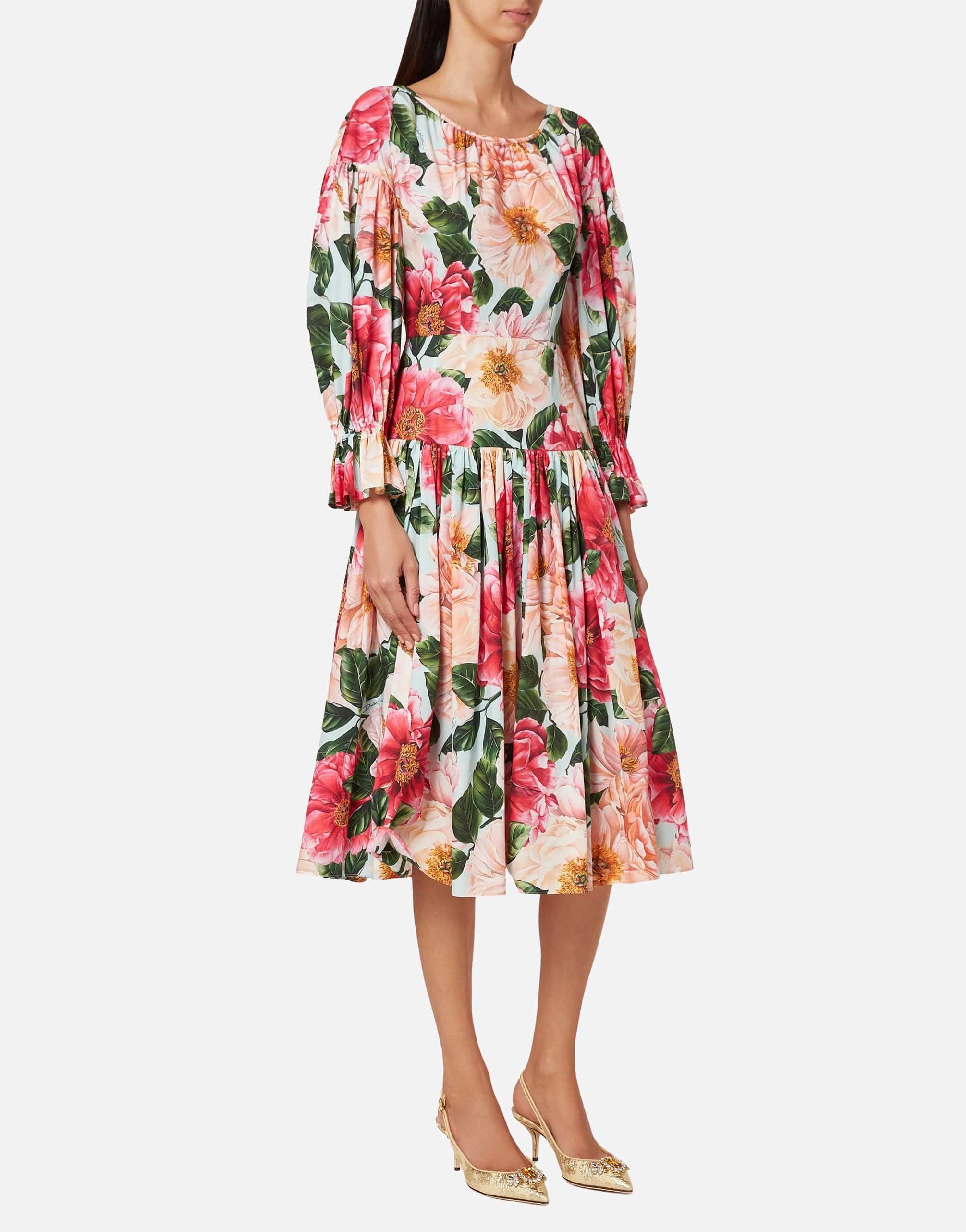 Dolce & Gabbana Floral Cotton Poplin Midi Dress | Sendegaro Dolce & Gabbana Floral Cotton Poplin Midi Dress | Sendegaro