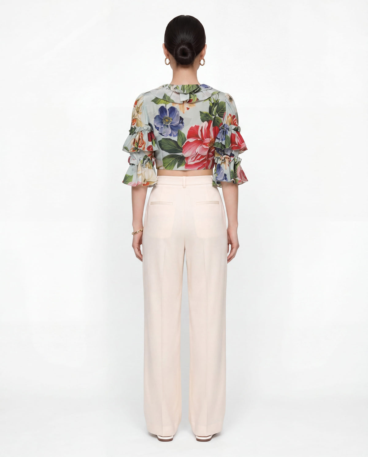 Dolce & Gabbana 花柄クロップドタイフロントブラウス | Sendegaro JP
