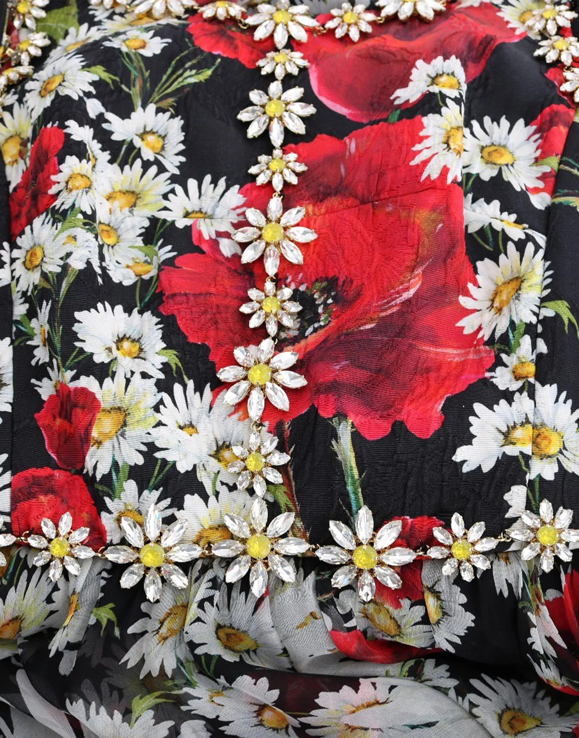 Dolce & Gabbana Floral Embellished Chiffon Maxi Dress
