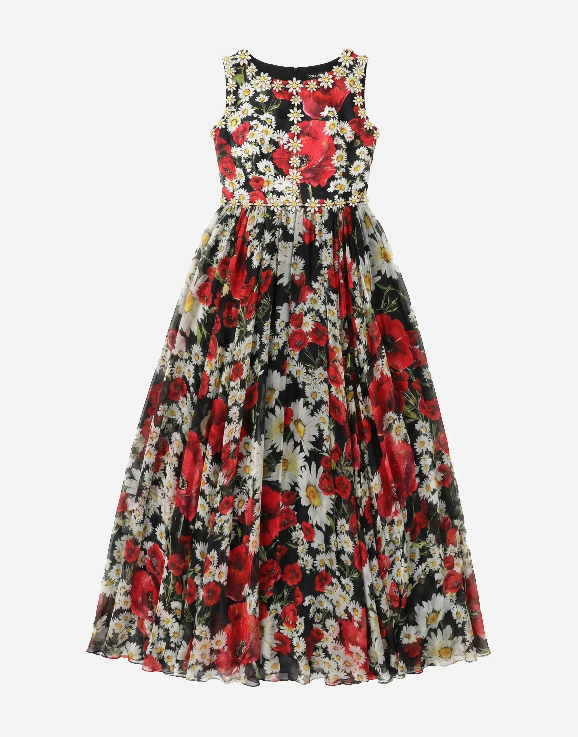 Dolce & Gabbana Floral Embellished Chiffon Maxi Dress
