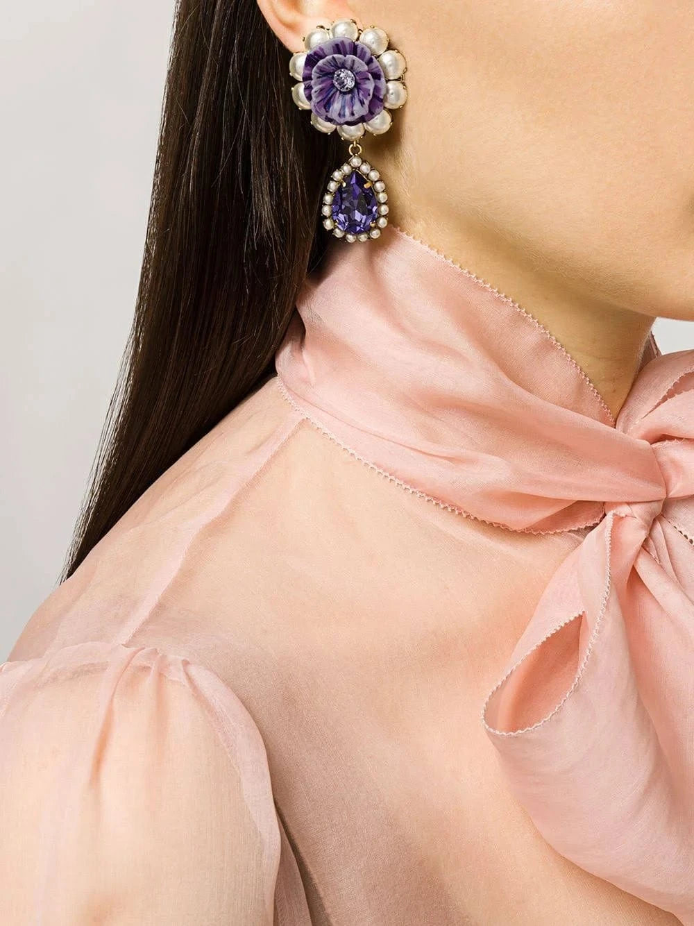 Dolce & Gabbana Floral Embellished Drop Earrings