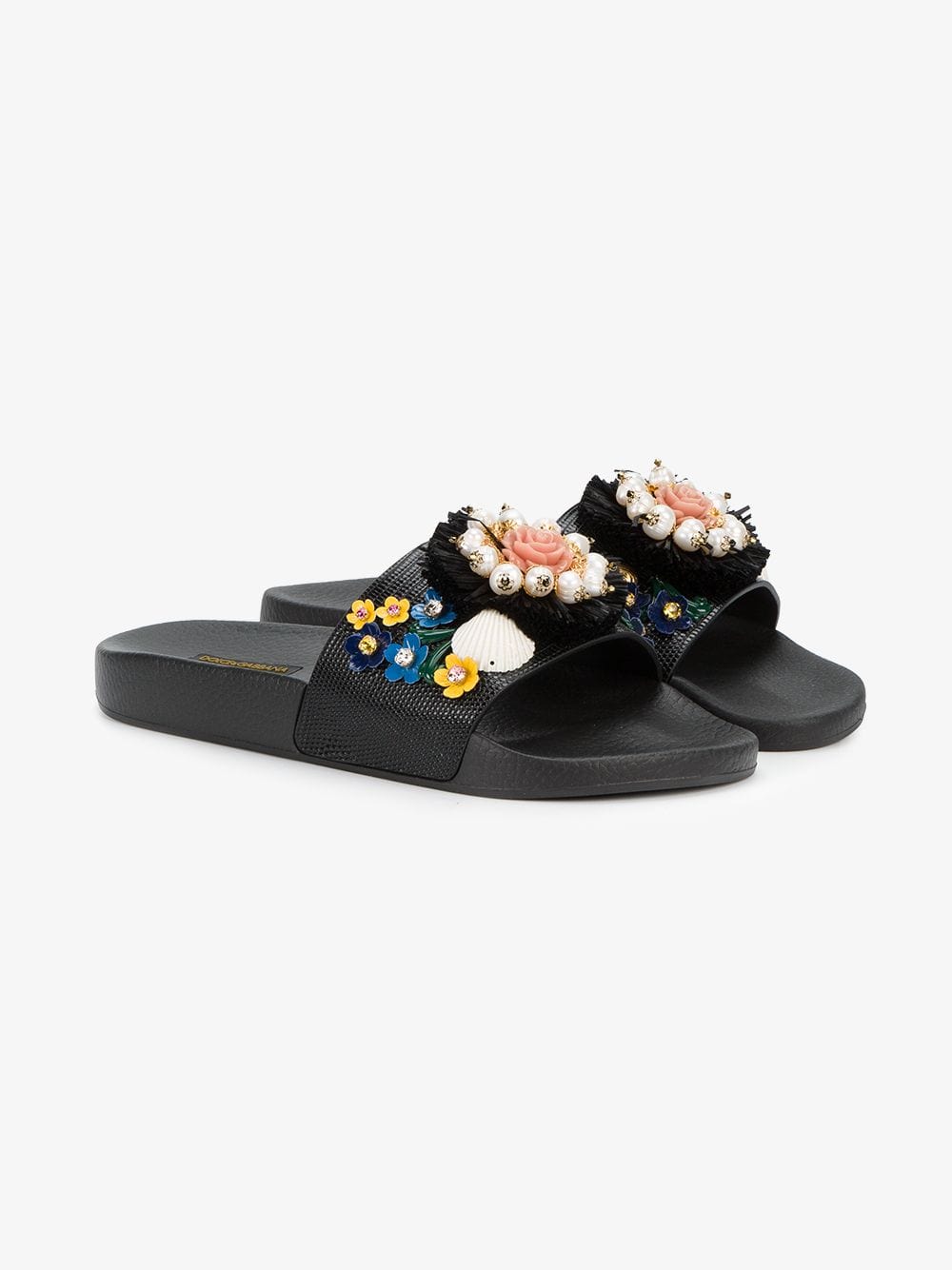 Dolce & Gabbana Floral Embellished Pool Slides