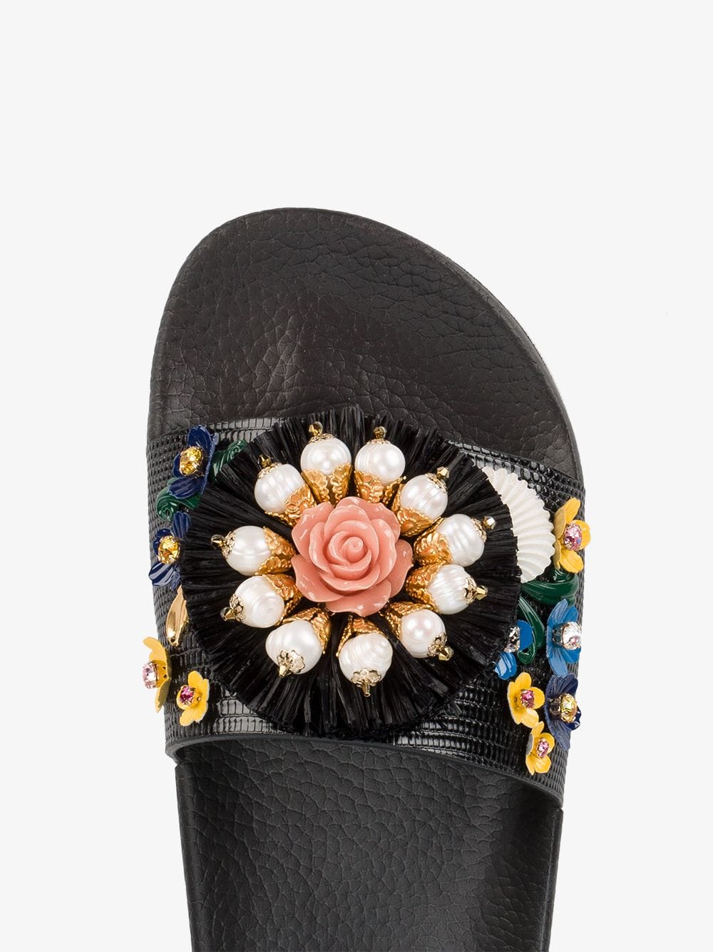 Dolce & Gabbana Floral Embellished Pool Slides