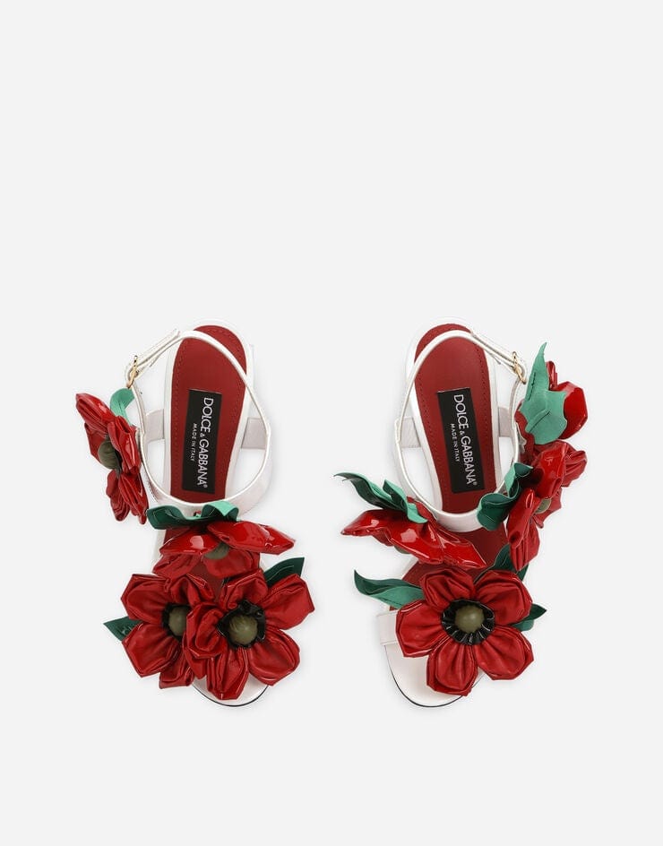 ドルチェ&ガッバーナ フローラル レザー ヒール サンダル 38 ドルチェ&ガッバーナ フローラル レザー ヒール サンダル 38