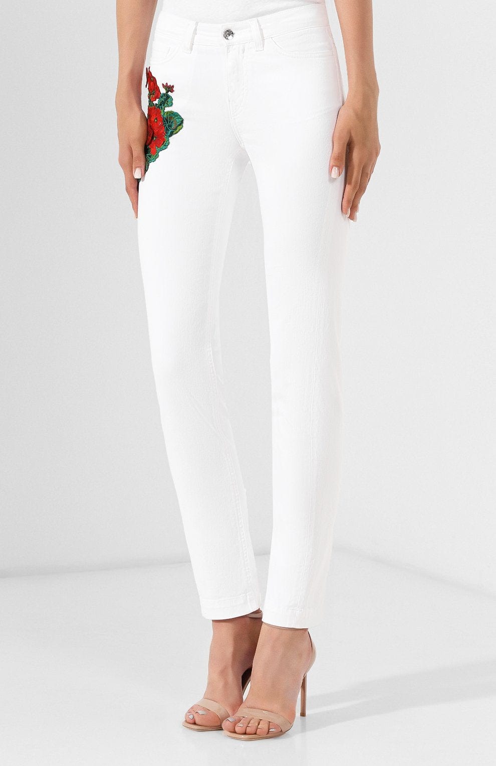 Dolce & Gabbana Floral Embroidered Skinny Jeans