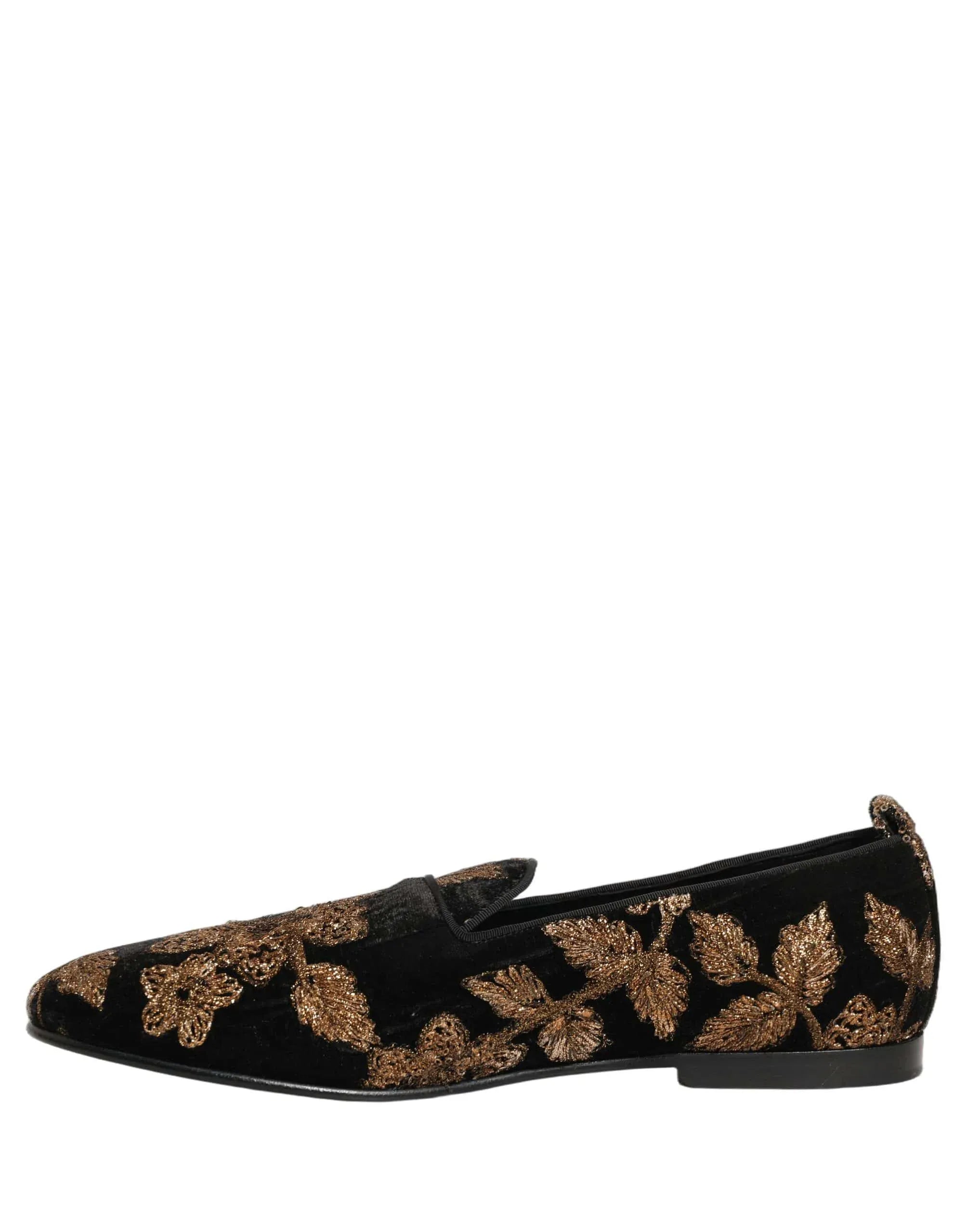 Dolce & Gabbana Dolce&Gabbana Floral Embroidered Velvet Slip-On Loafers