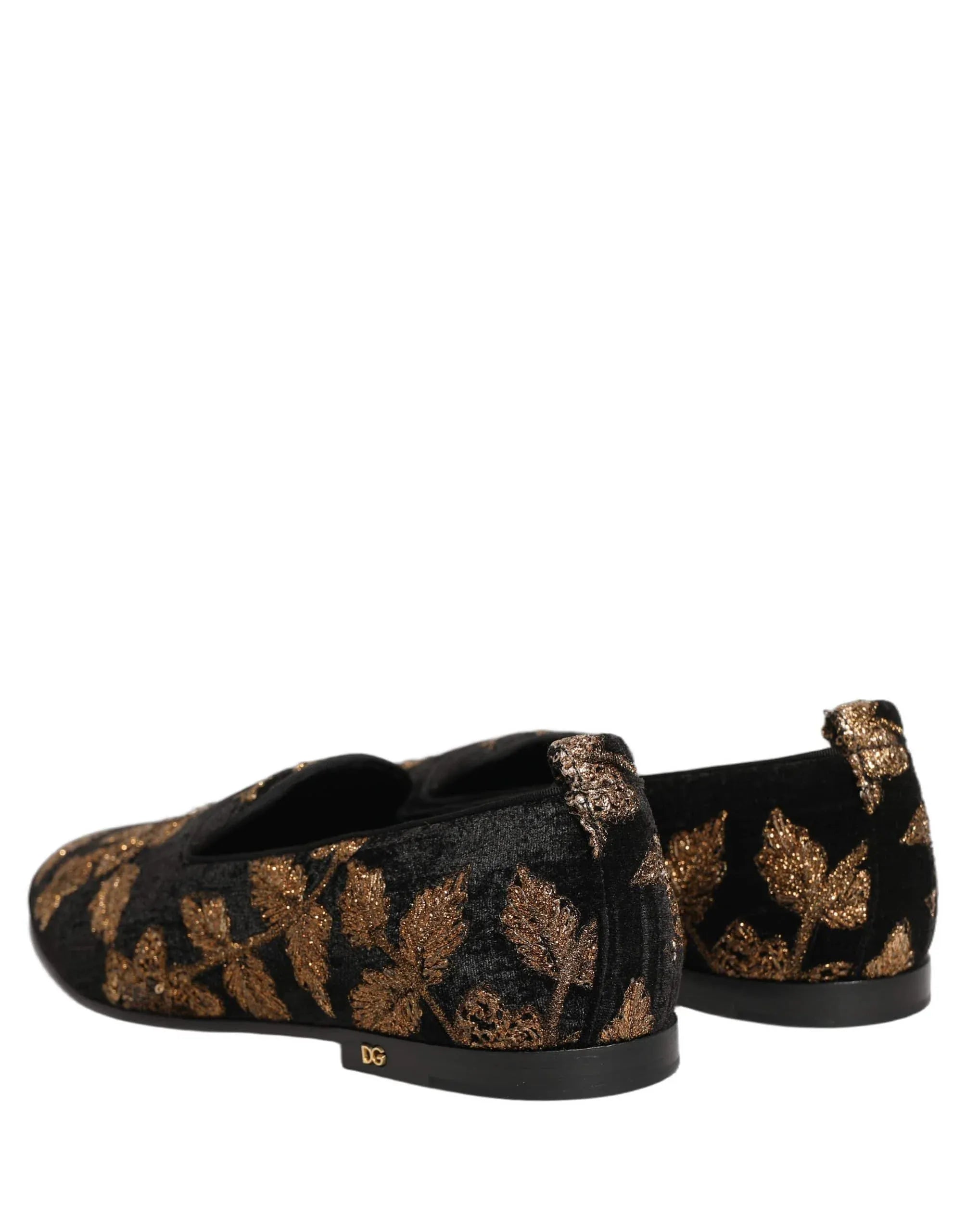 Dolce & Gabbana Dolce&Gabbana Floral Embroidered Velvet Slip-On Loafers