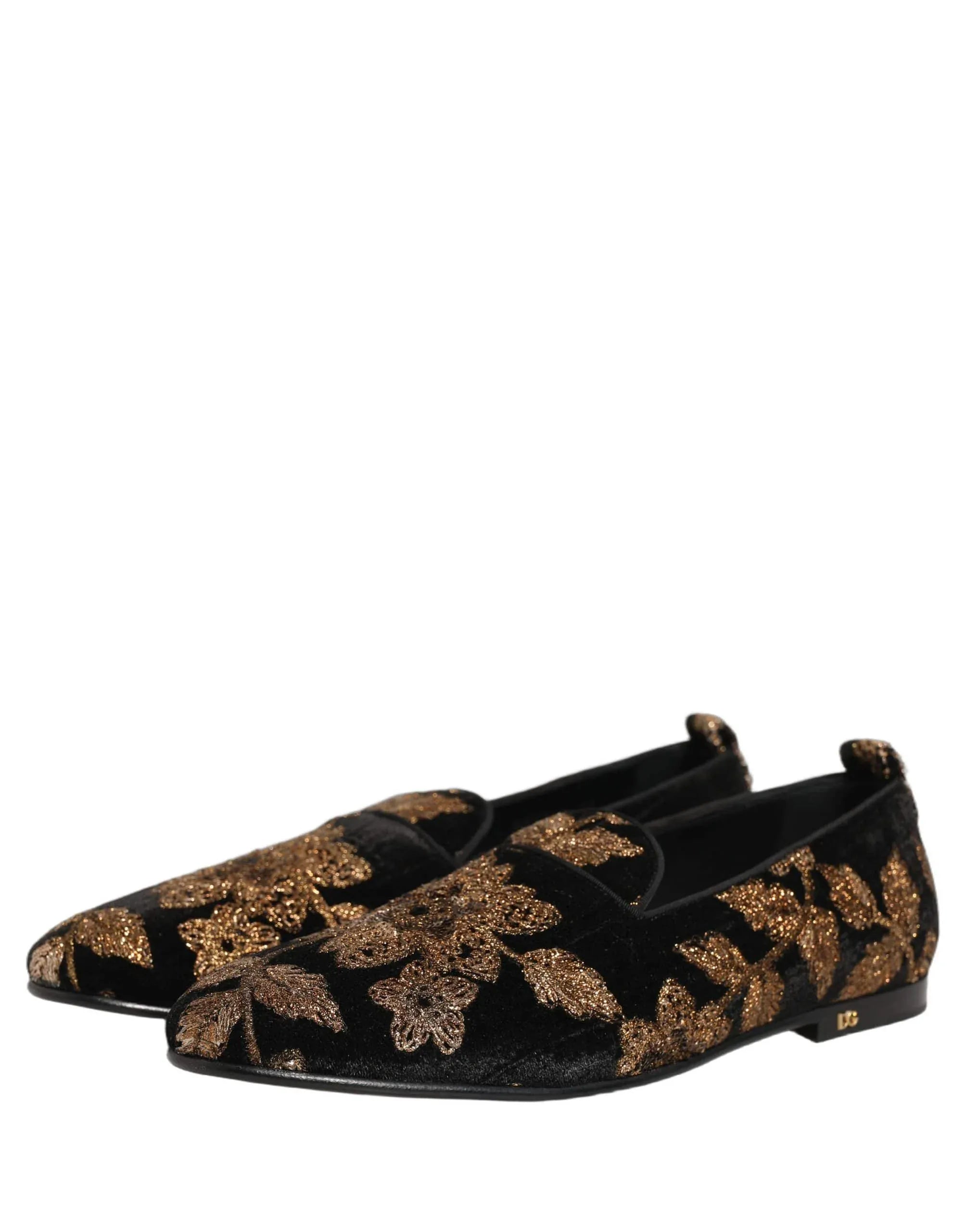 Dolce & Gabbana Dolce&Gabbana Floral Embroidered Velvet Slip-On Loafers