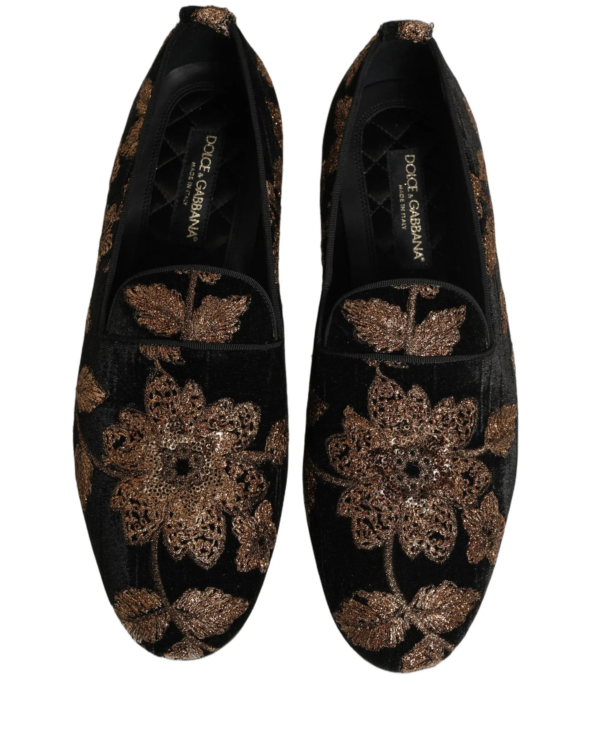 Dolce & Gabbana Dolce&Gabbana Floral Embroidered Velvet Slip-On Loafers