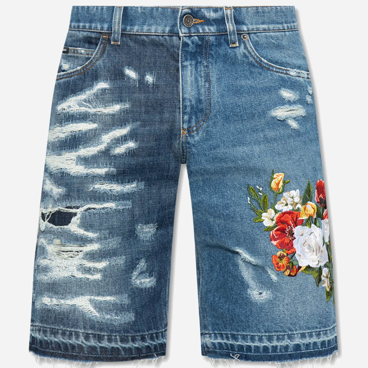 Dolce & Gabbana フローラル刺繍デニムショートパンツ | Sendegaro JP