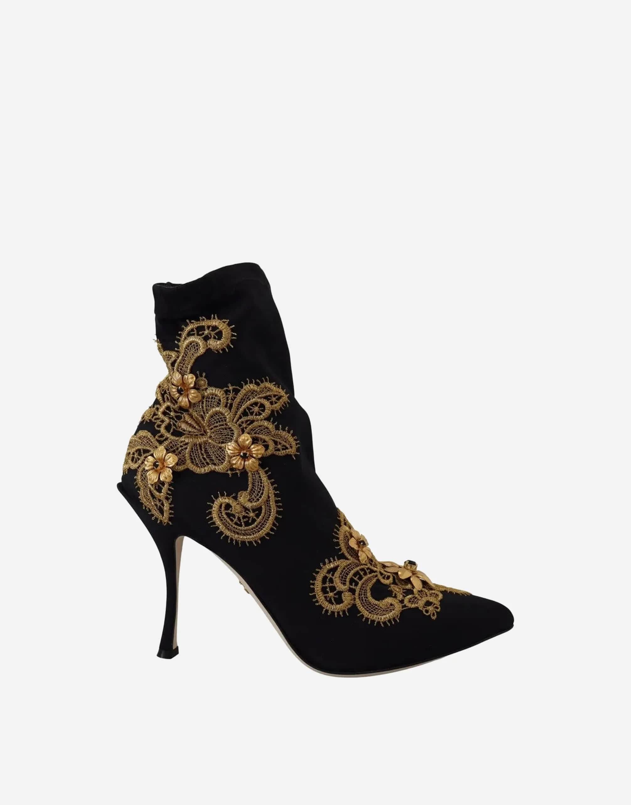 Dolce & Gabbana Floral Embroidery Slip On Boots