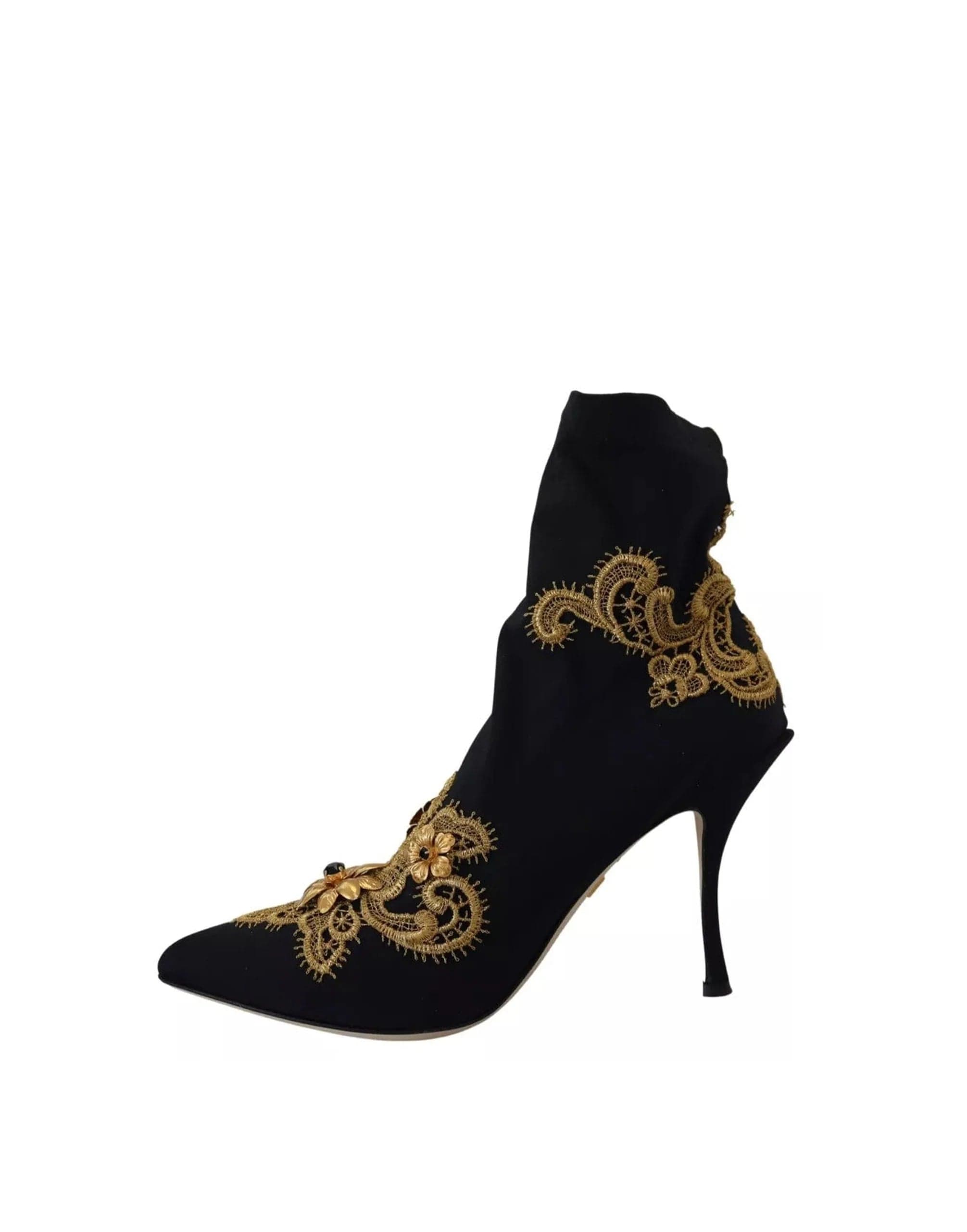 Dolce & Gabbana Floral Embroidery Slip On Boots