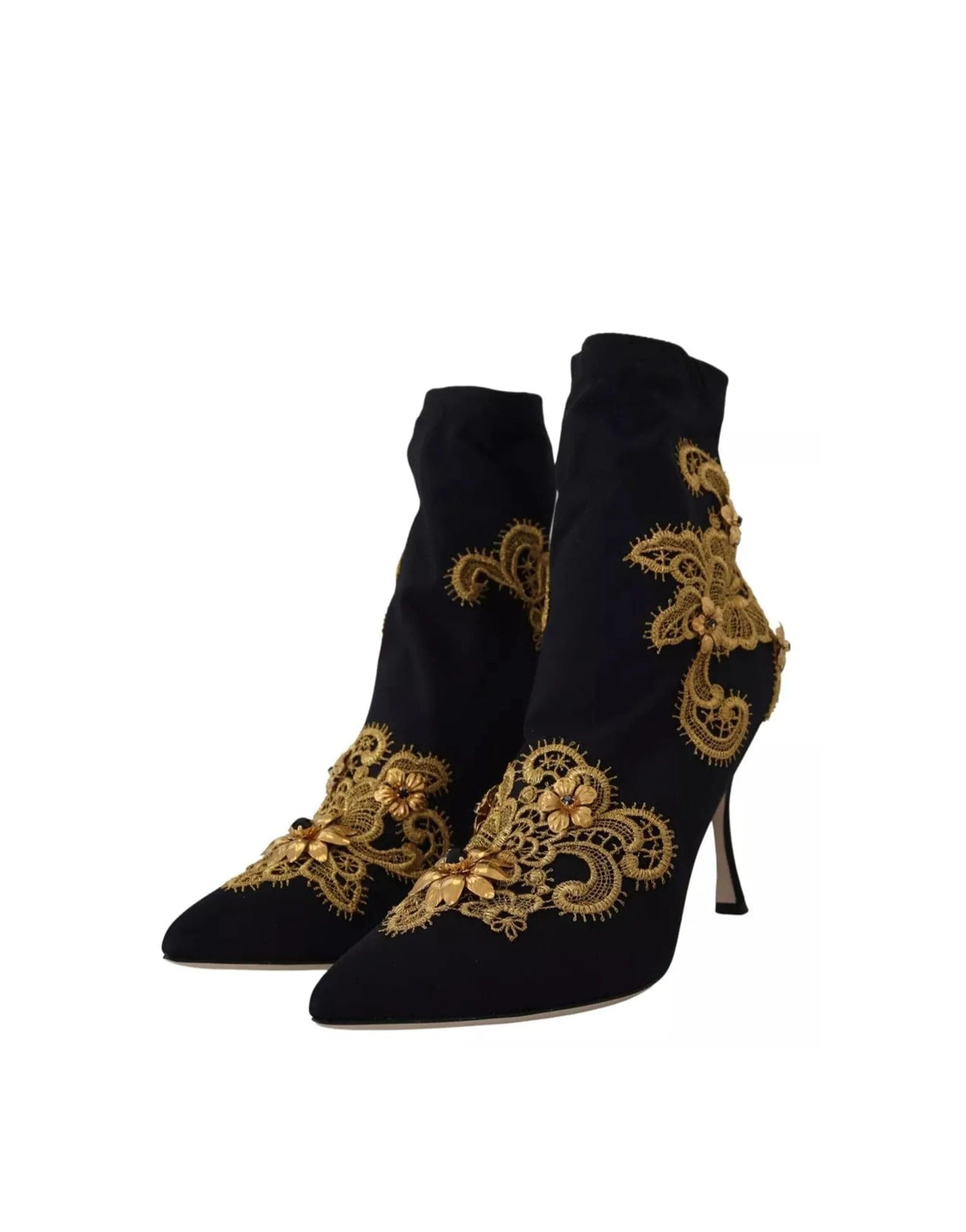 Dolce & Gabbana Floral Embroidery Slip On Boots