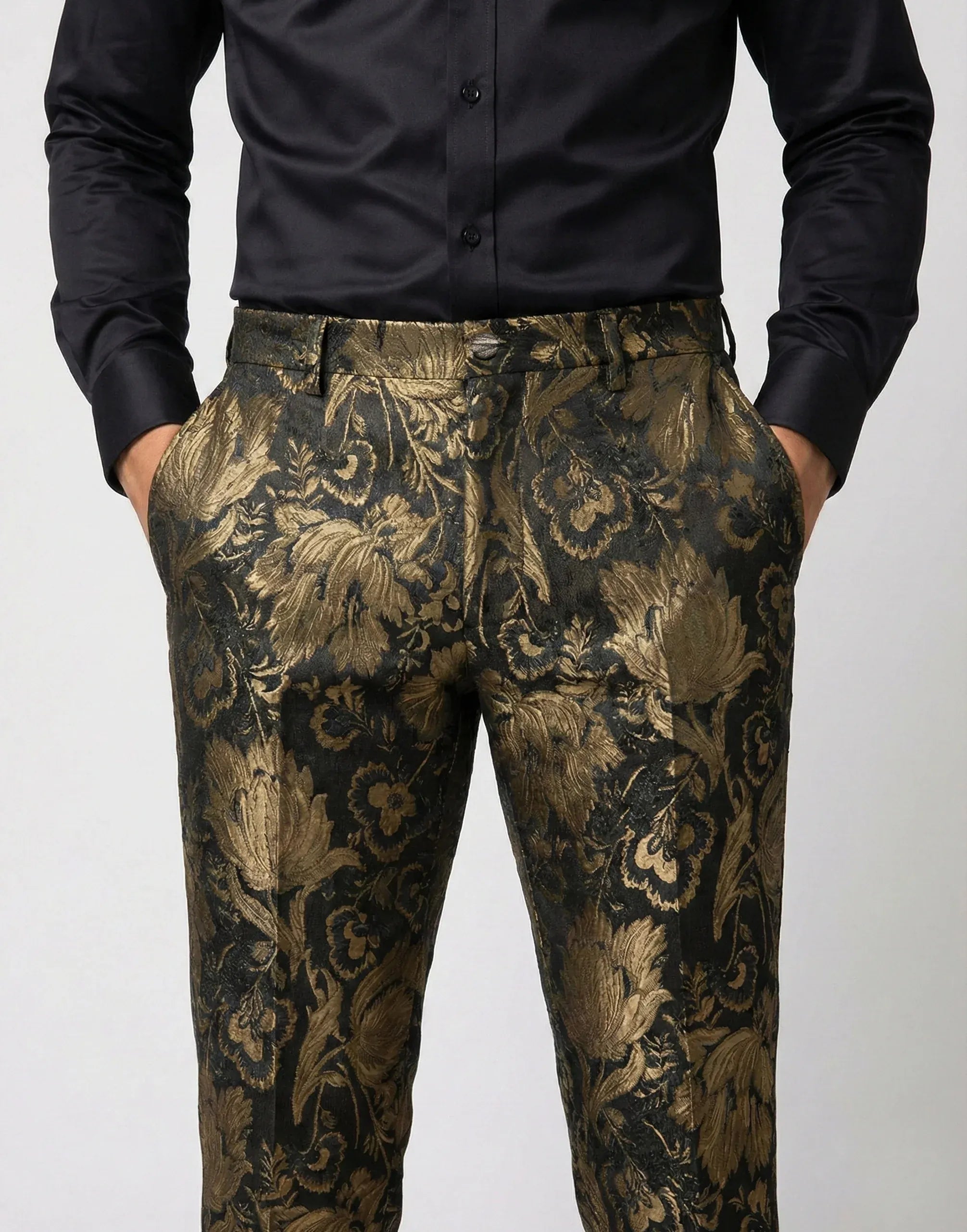 Dolce & Gabbana Floral Jacquard Brocade Trousers