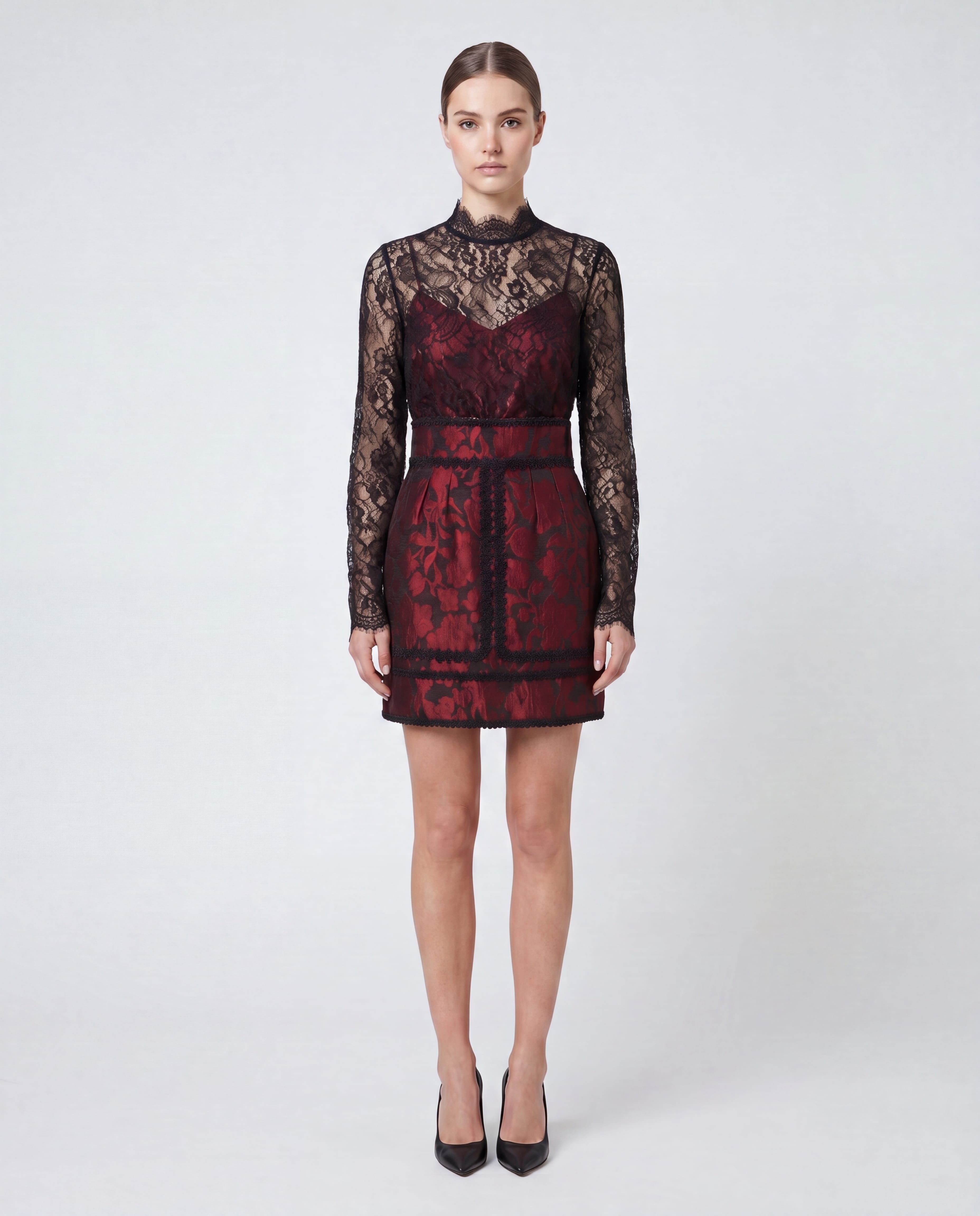 Dolce & Gabbana 花柄ジャカードレース ミニスカート | Sendegaro JP