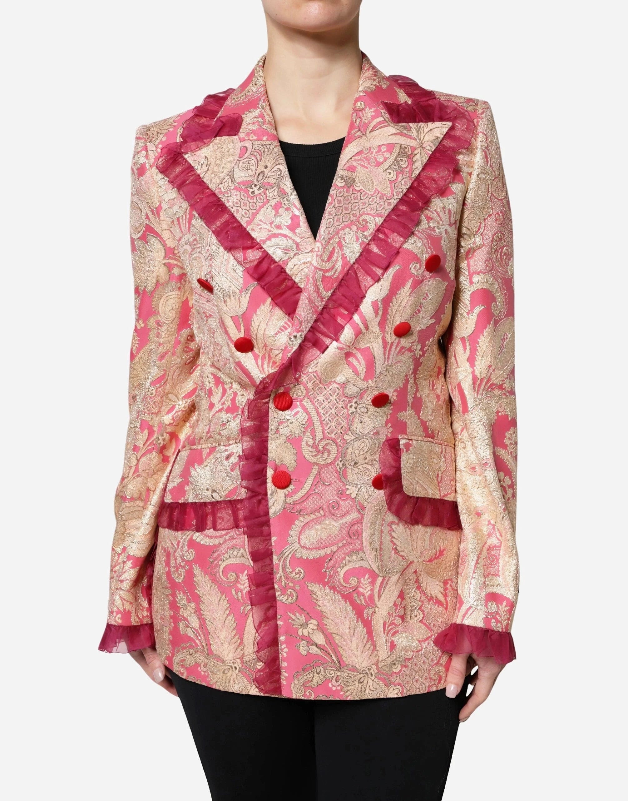 Dolce Gabbana Floral Jacquard Tulle Trim Jacket Sendegaro ES