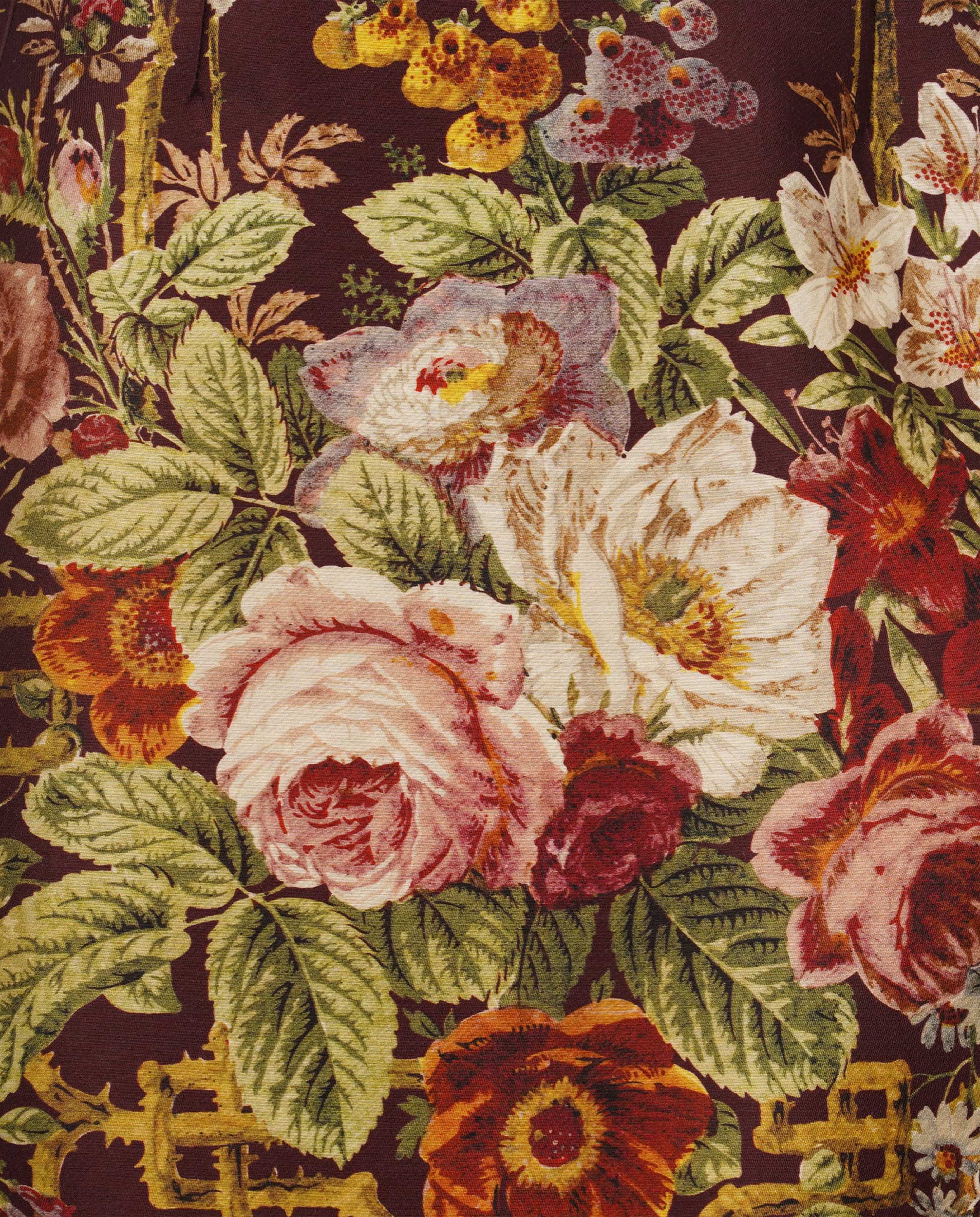 Dolce & Gabbana Dolce & Gabbana Floral Key Print A-Line Silk-Blend Skirt