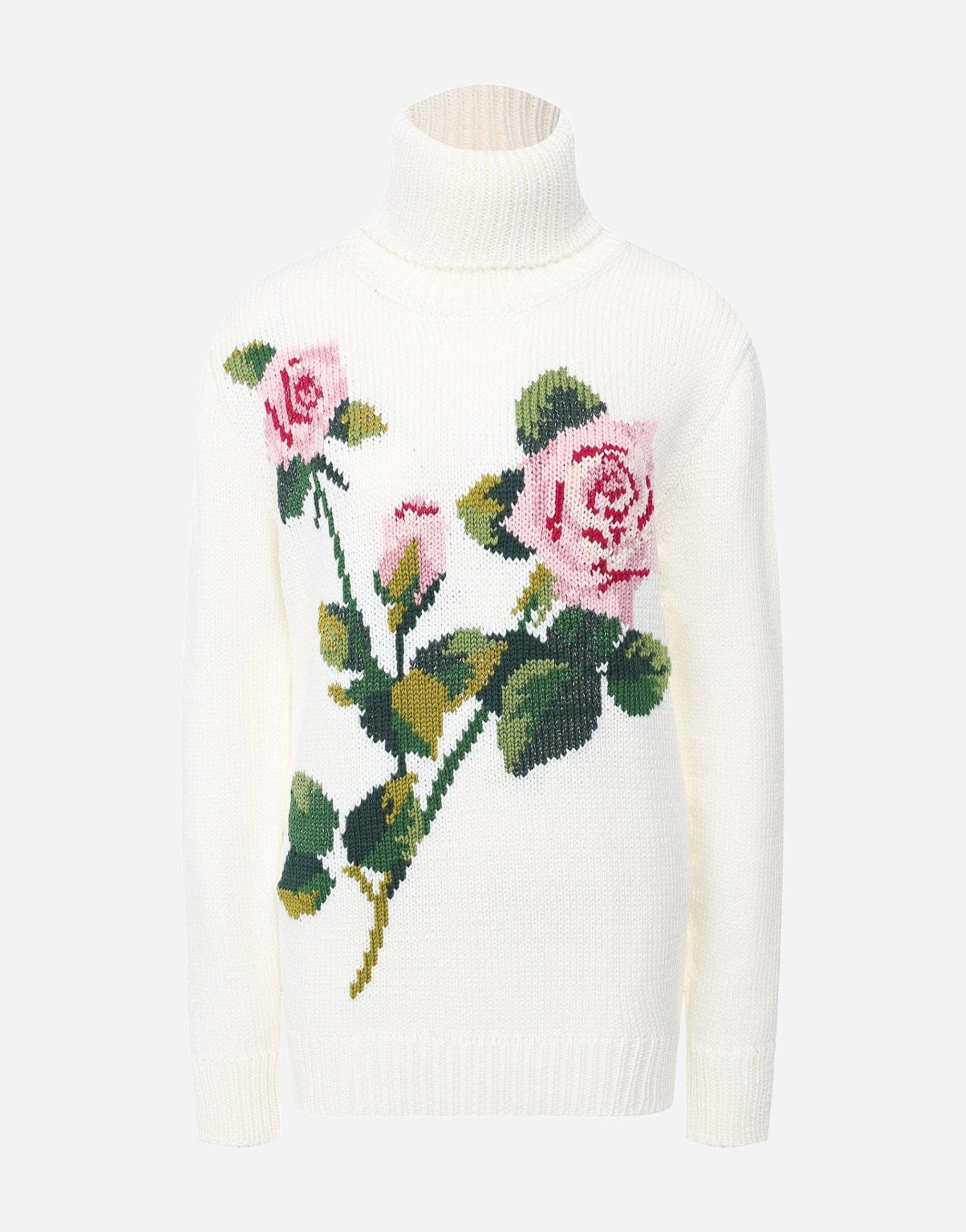 Dolce & Gabbana Floral Knitted Turtle Neck Sweater